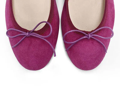 Plum Suede Ballet Flats with Heel - Image 5