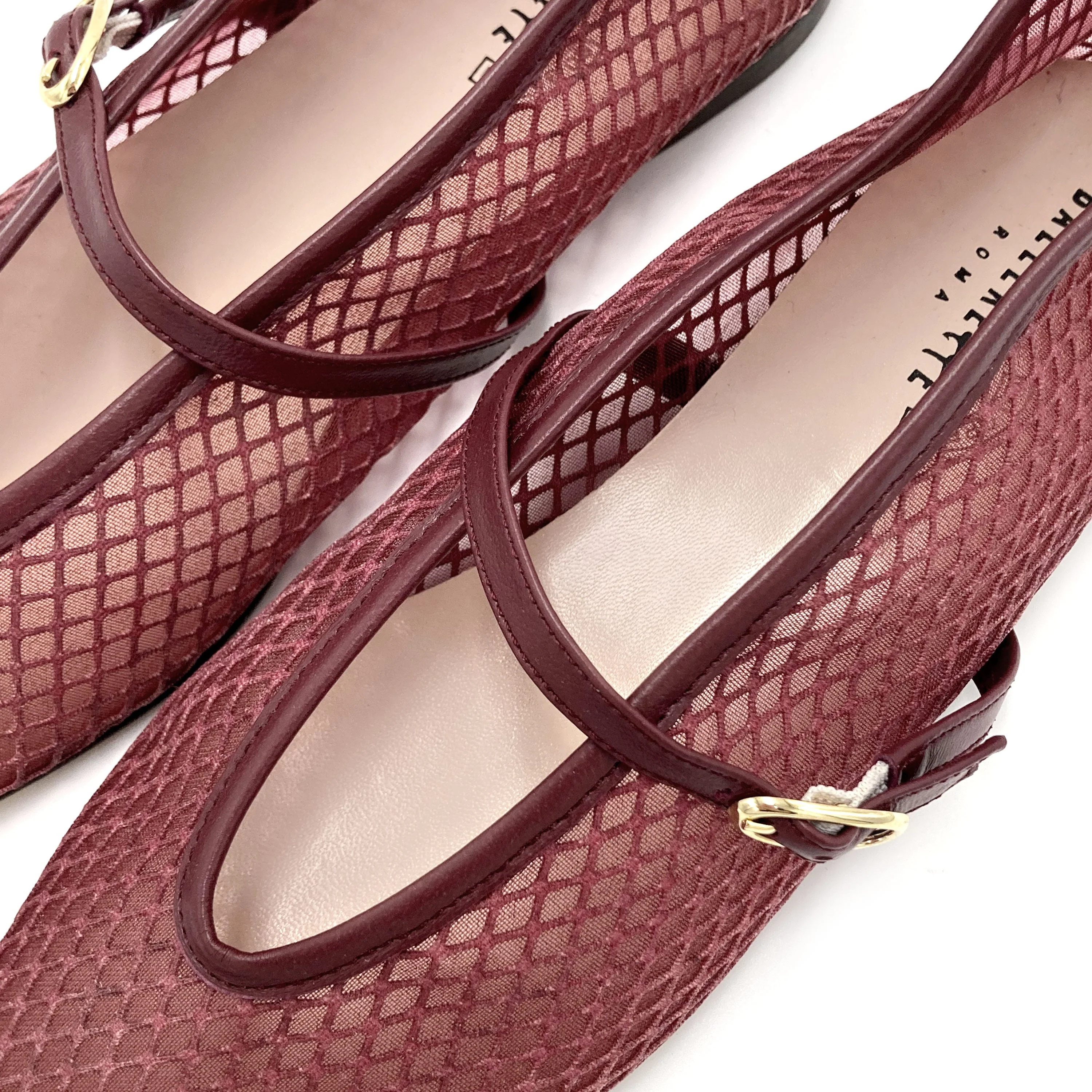 TT GO GREEN Collection - Plum transparent mesh ballet flats in eco recycled fabric - Image 3