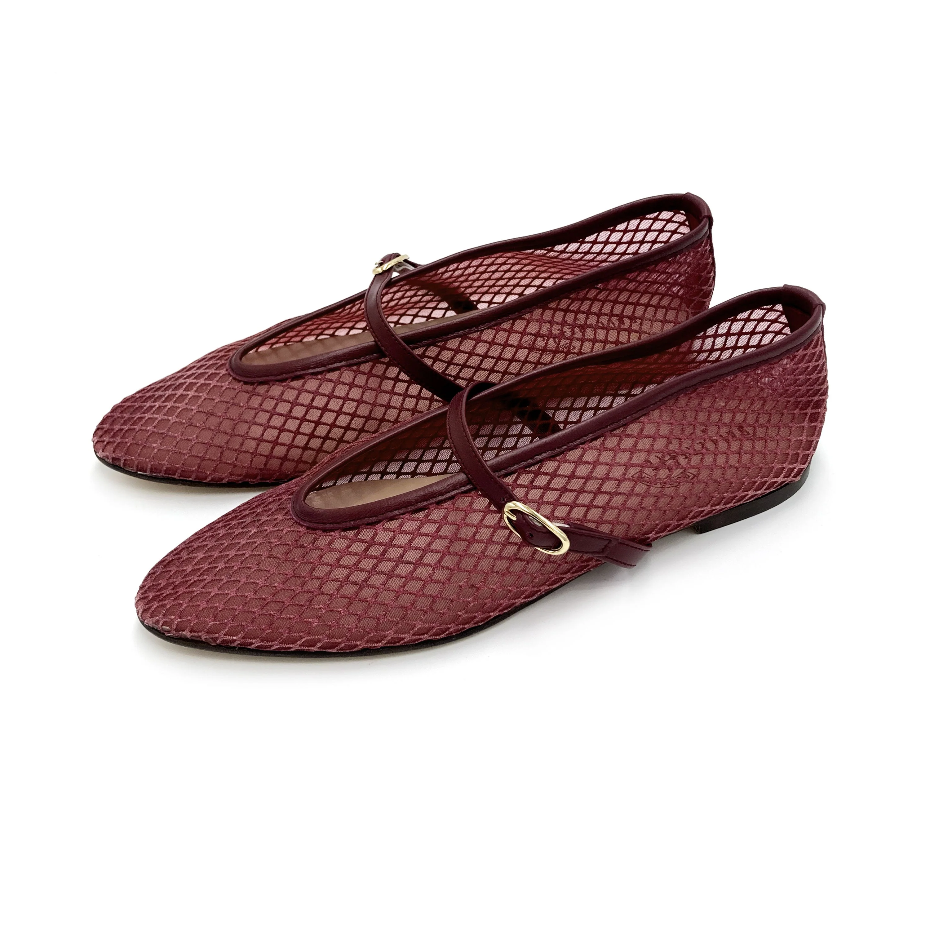 TT GO GREEN Collection - Plum transparent mesh ballet flats in eco recycled fabric - Image 4