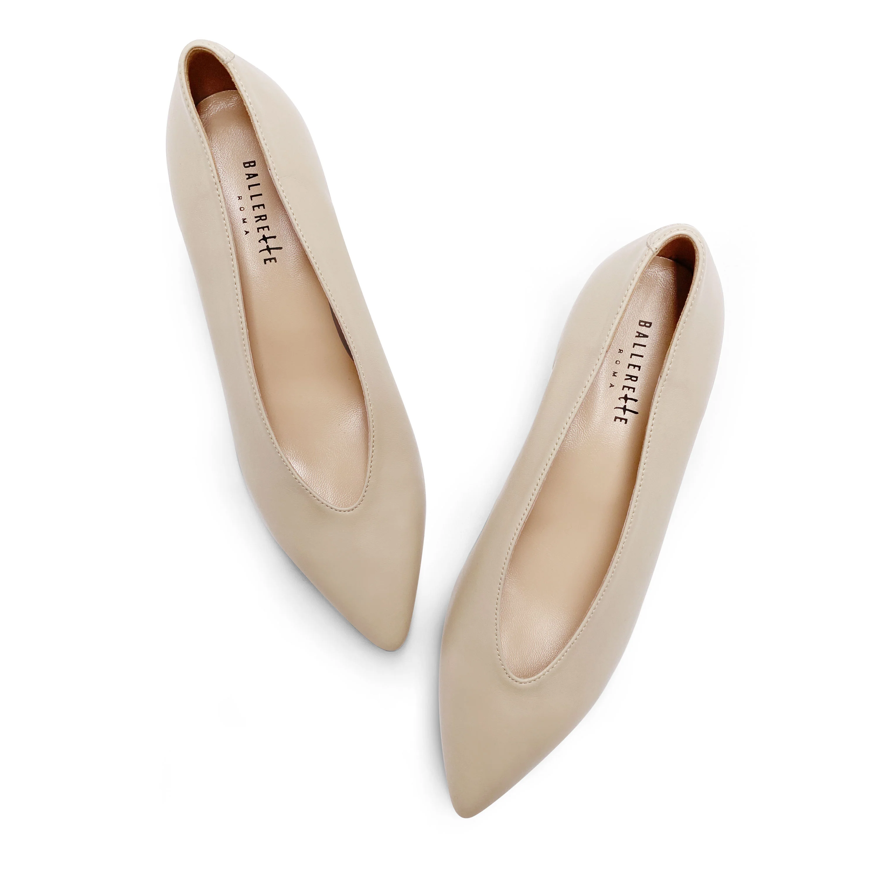 Pointed necklines in beige leather with V-neck - Image 2