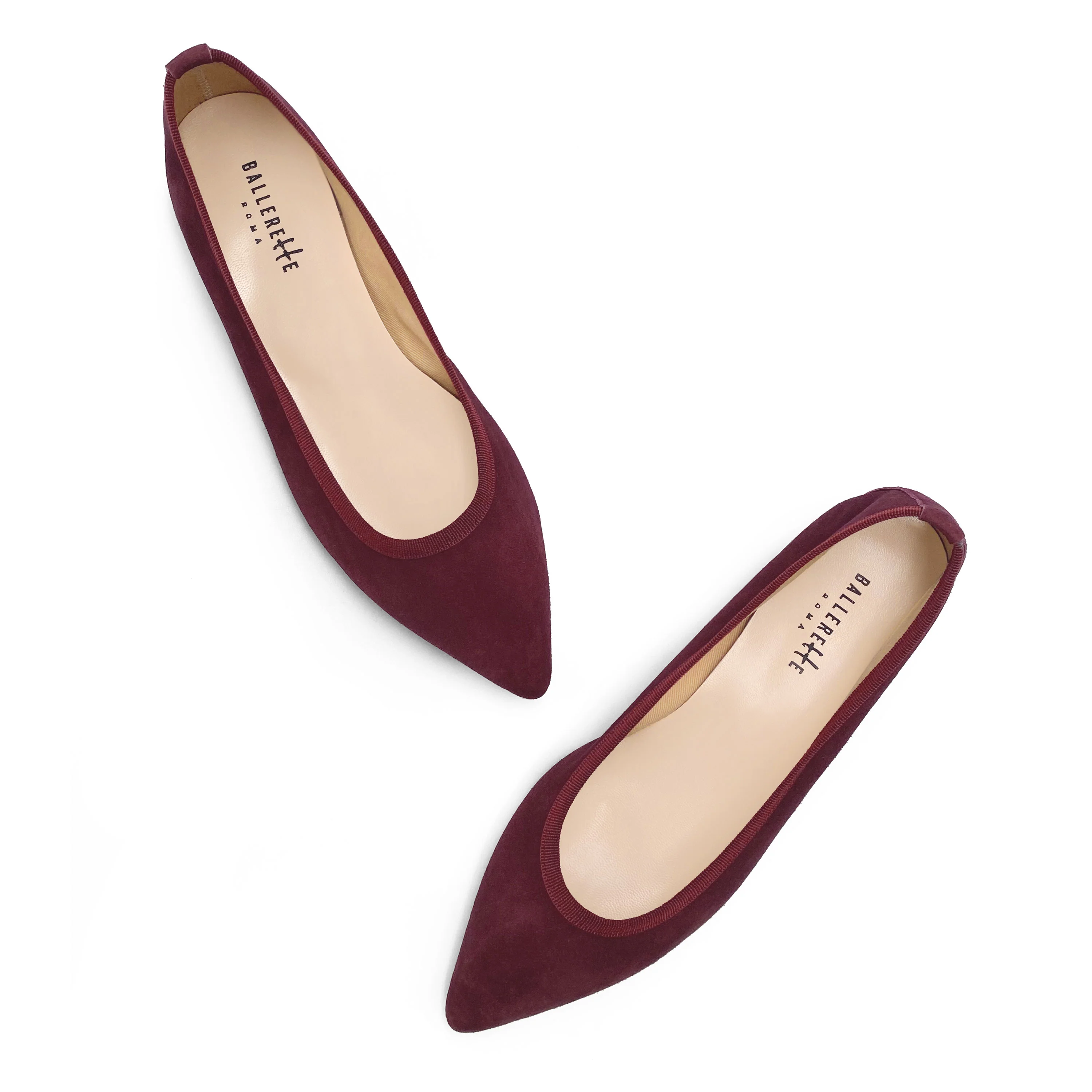 Pointed toe burgundy suede ballet flats - Image 5