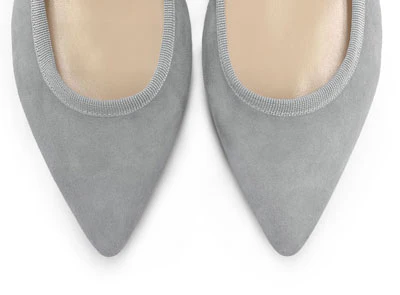 Pointed ballet flats in gray suede - Image 5