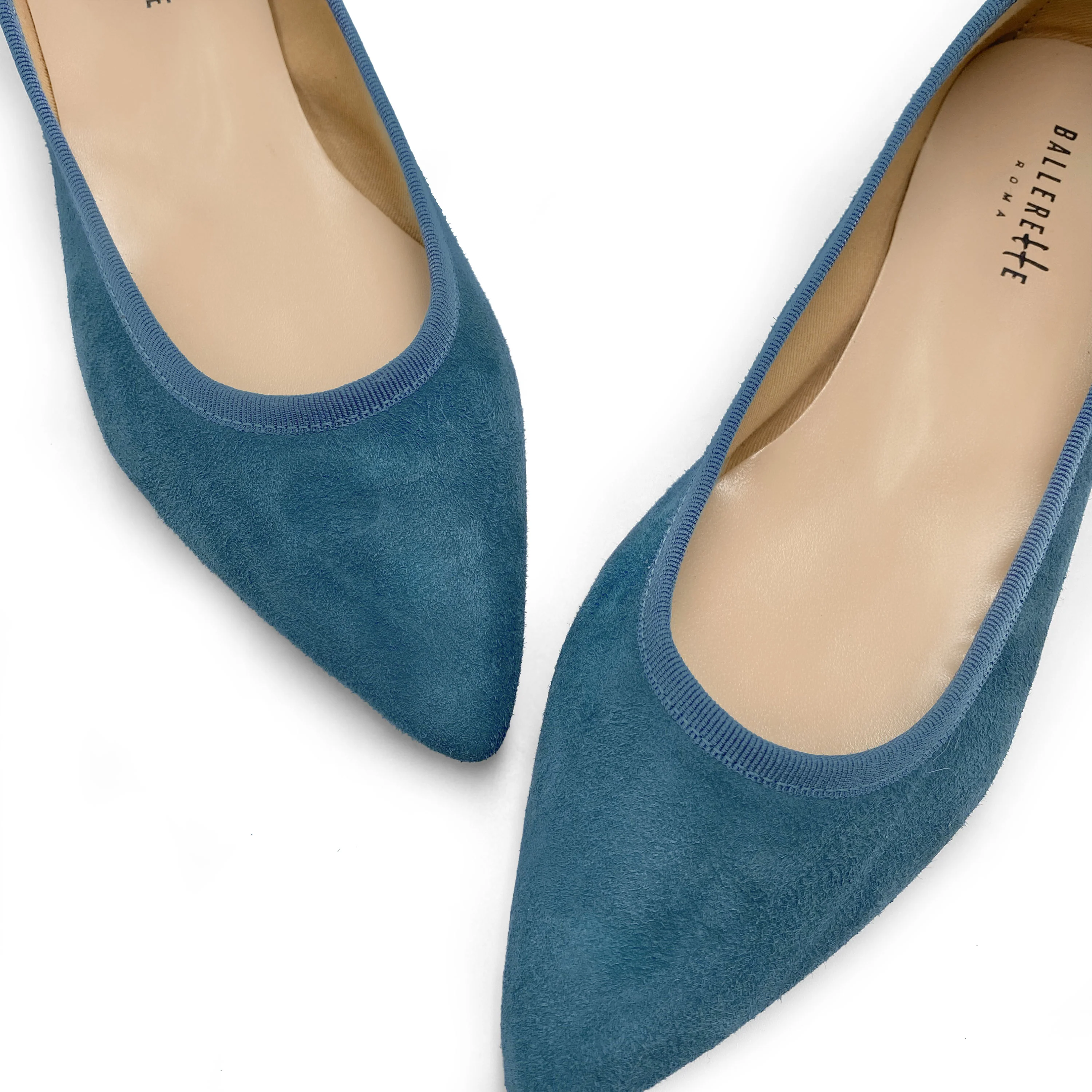 Pointed toe cerulean suede ballet flats - Image 3