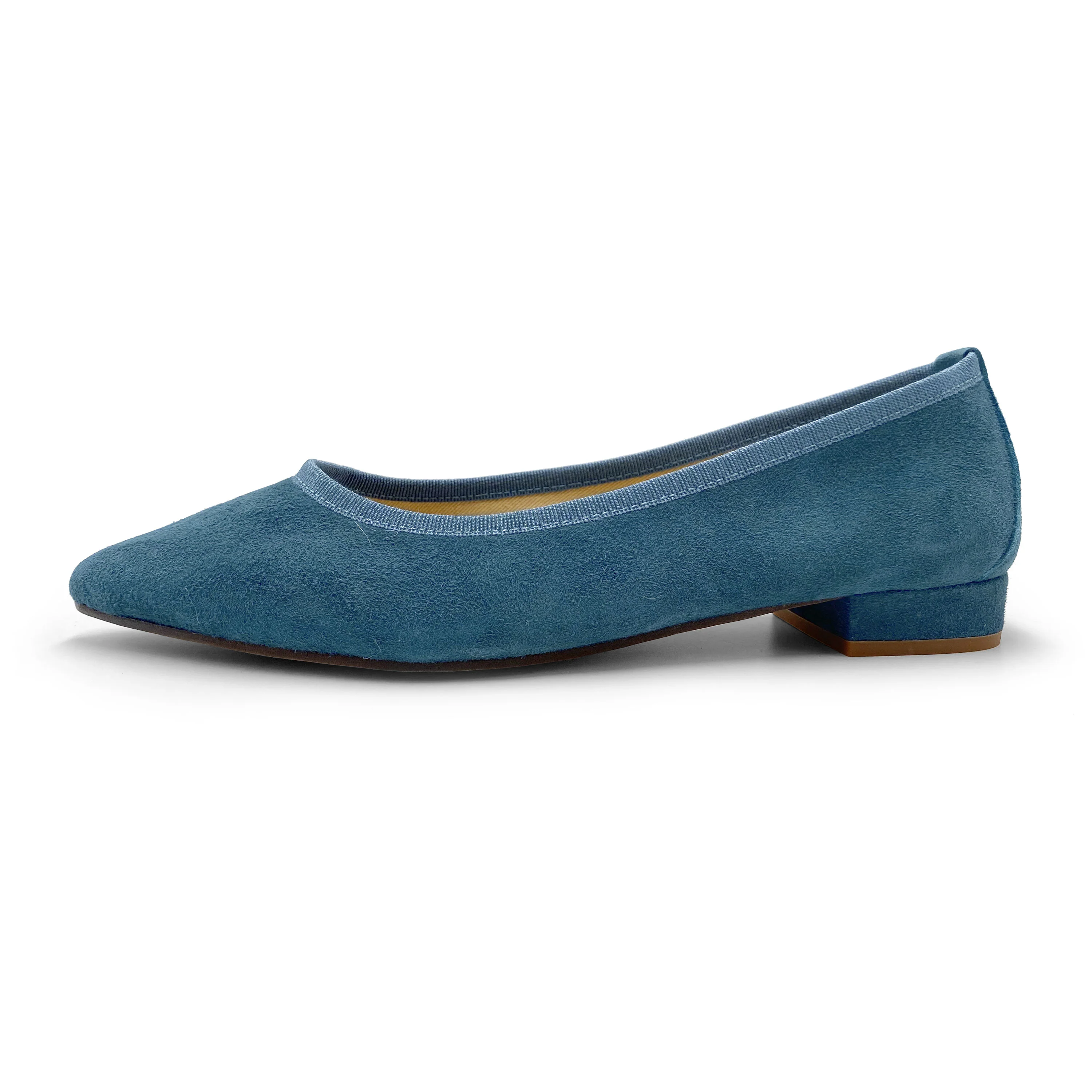 Pointed toe cerulean suede ballet flats - Image 4
