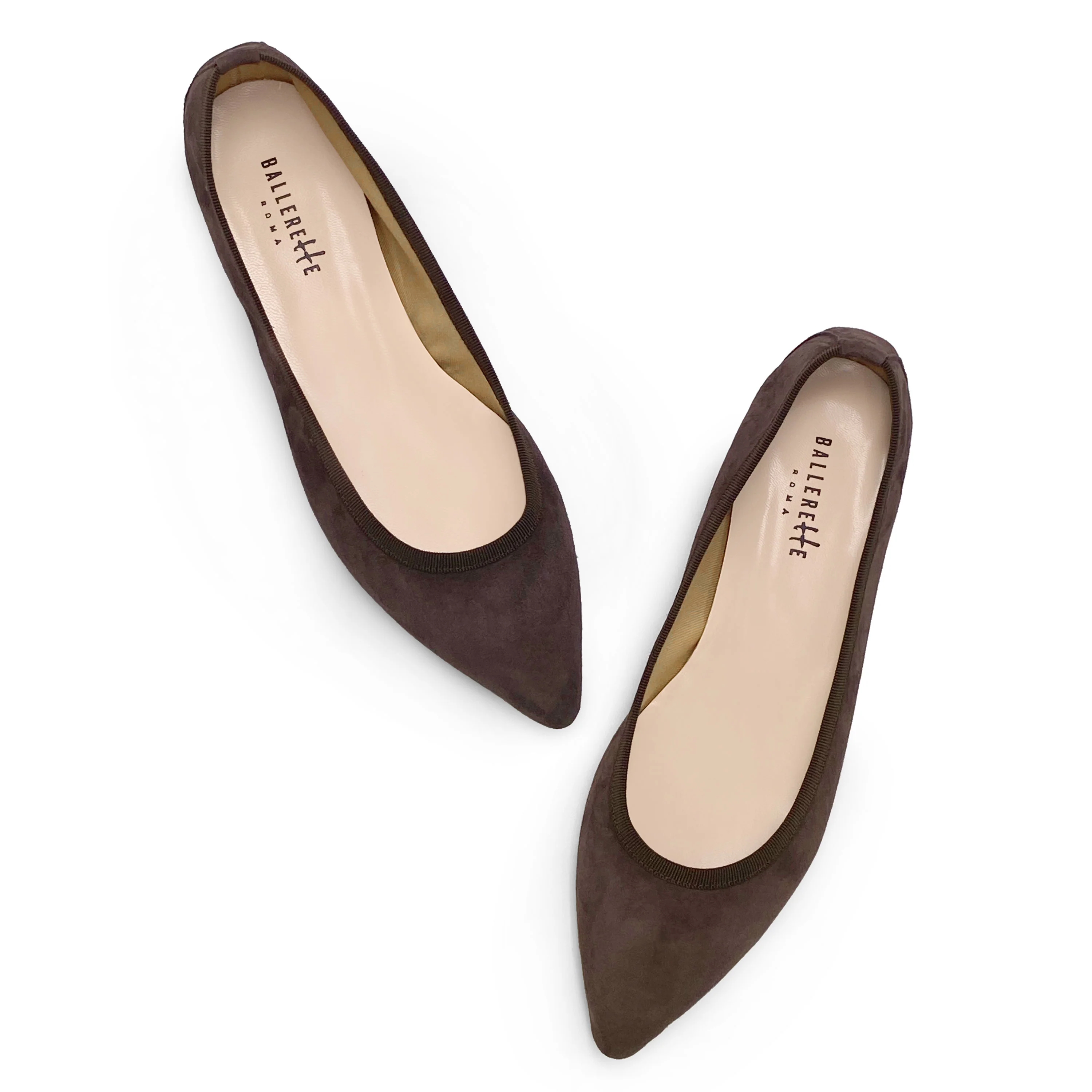 Pointed toe dark brown suede ballet flats - Image 4