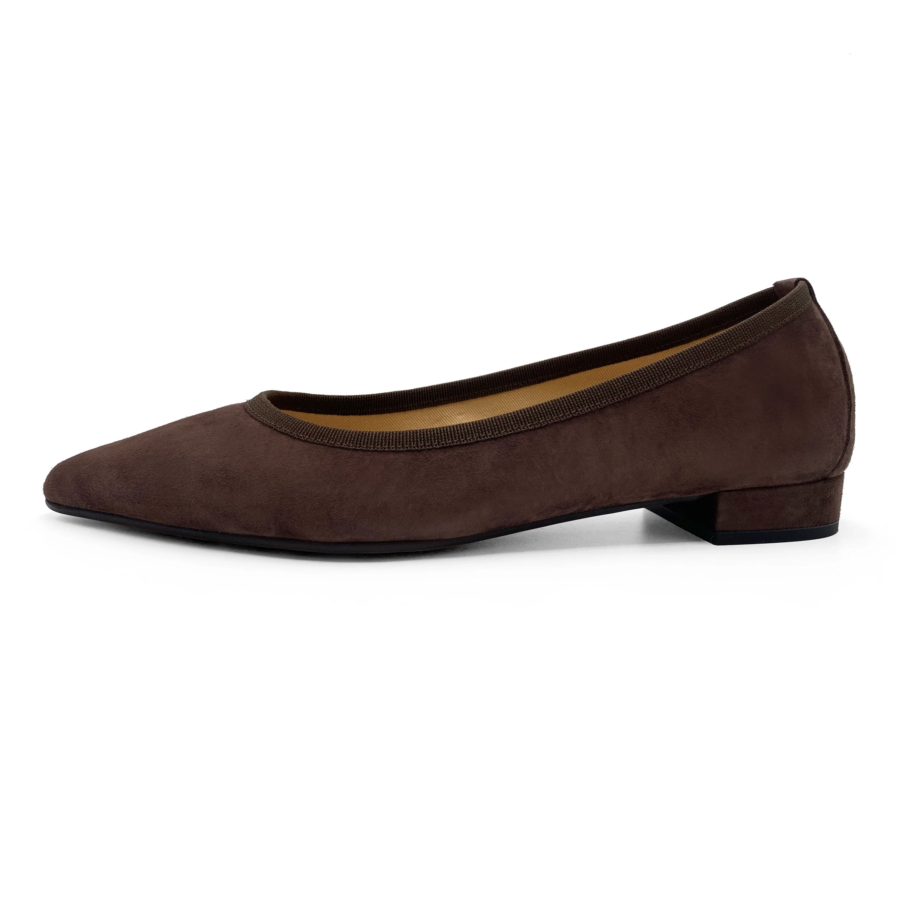 Pointed toe dark brown suede ballet flats - Image 5