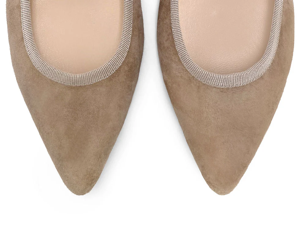 Pointed toe dove gray suede ballet flats - Image 5