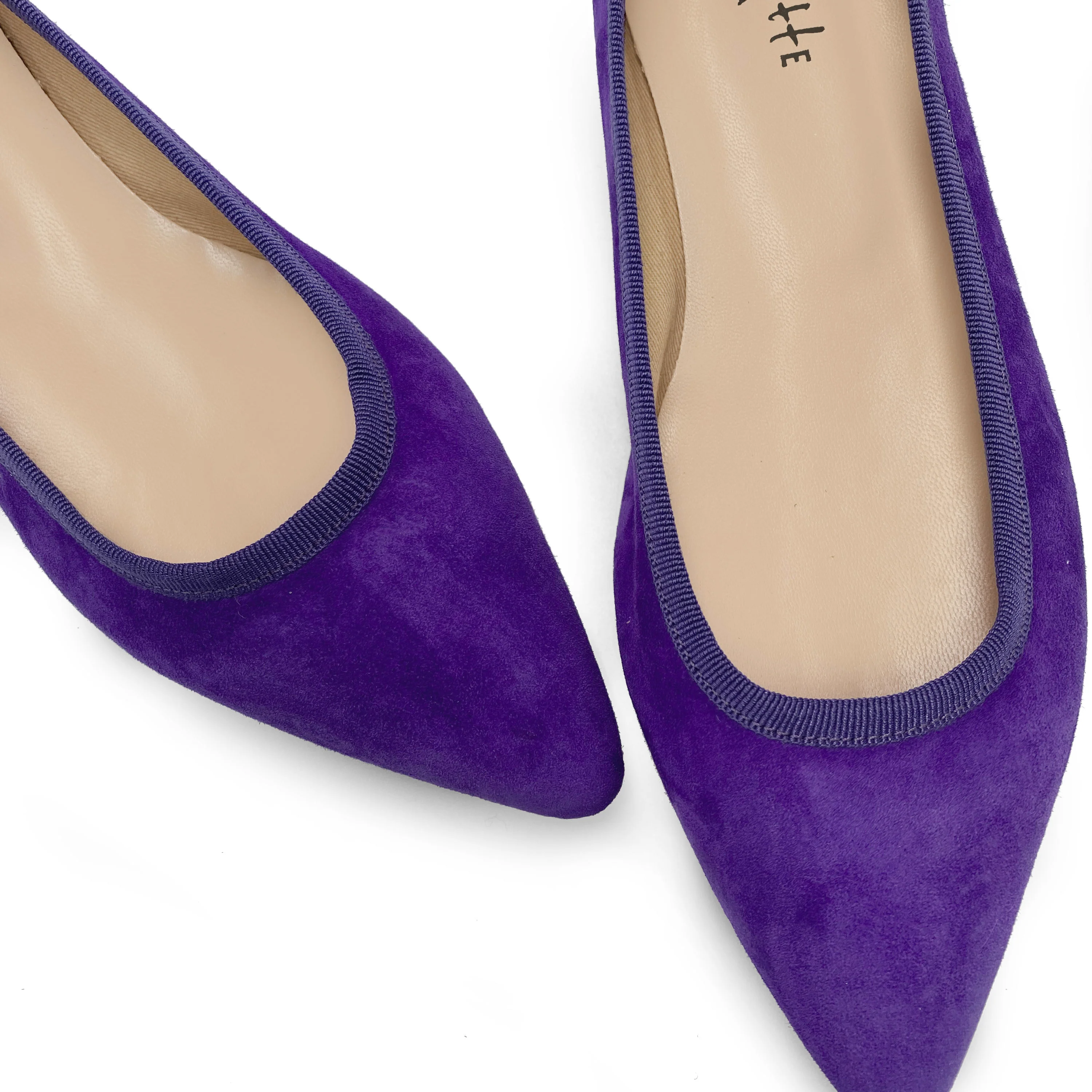 Pointed toe purple suede ballet flats - Image 4