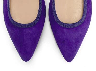 Pointed toe purple suede ballet flats - Image 5