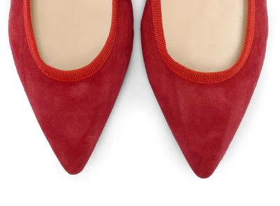 Pointed toe red suede ballet flats - Image 5