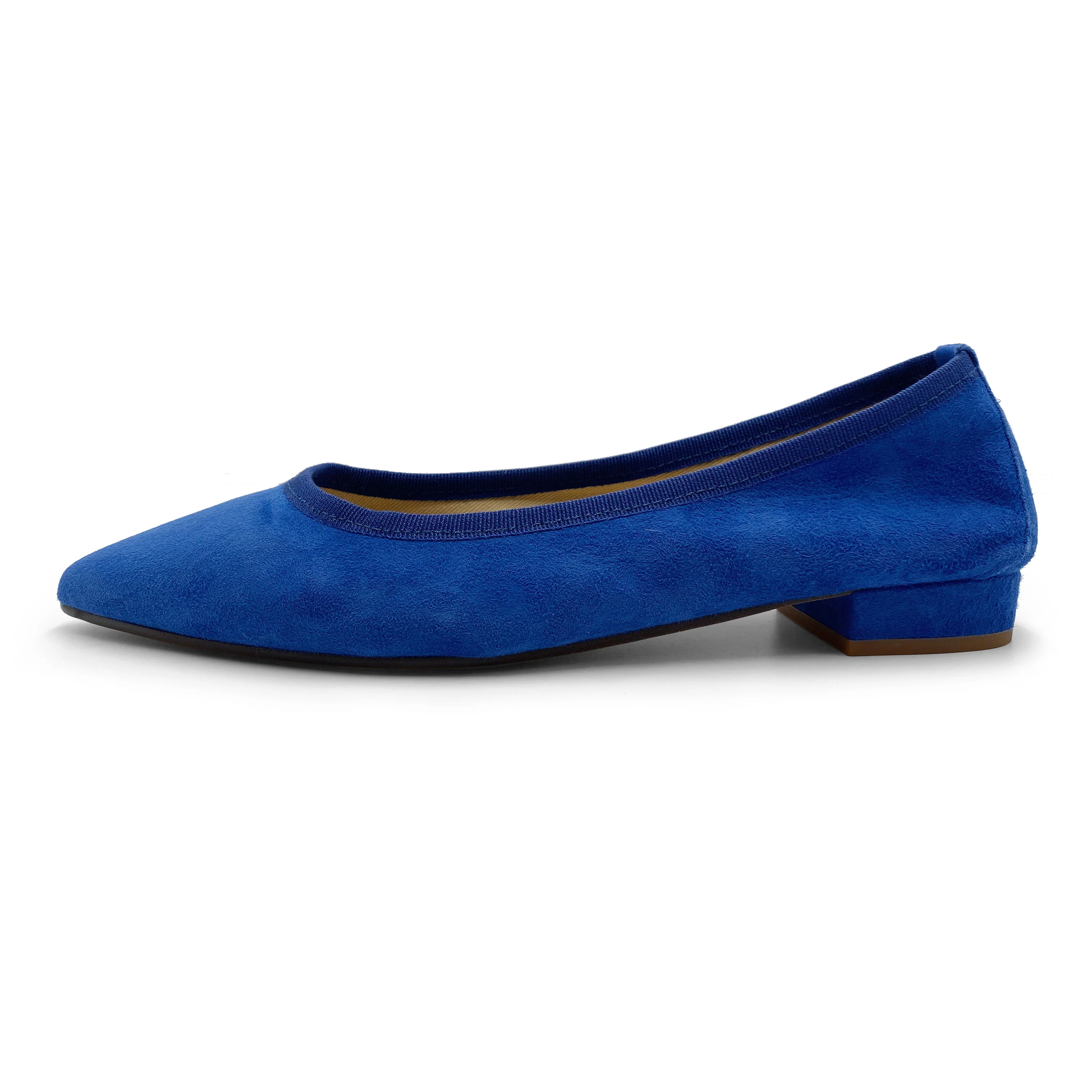 Pointed toe royal blue suede ballet flats - Image 4
