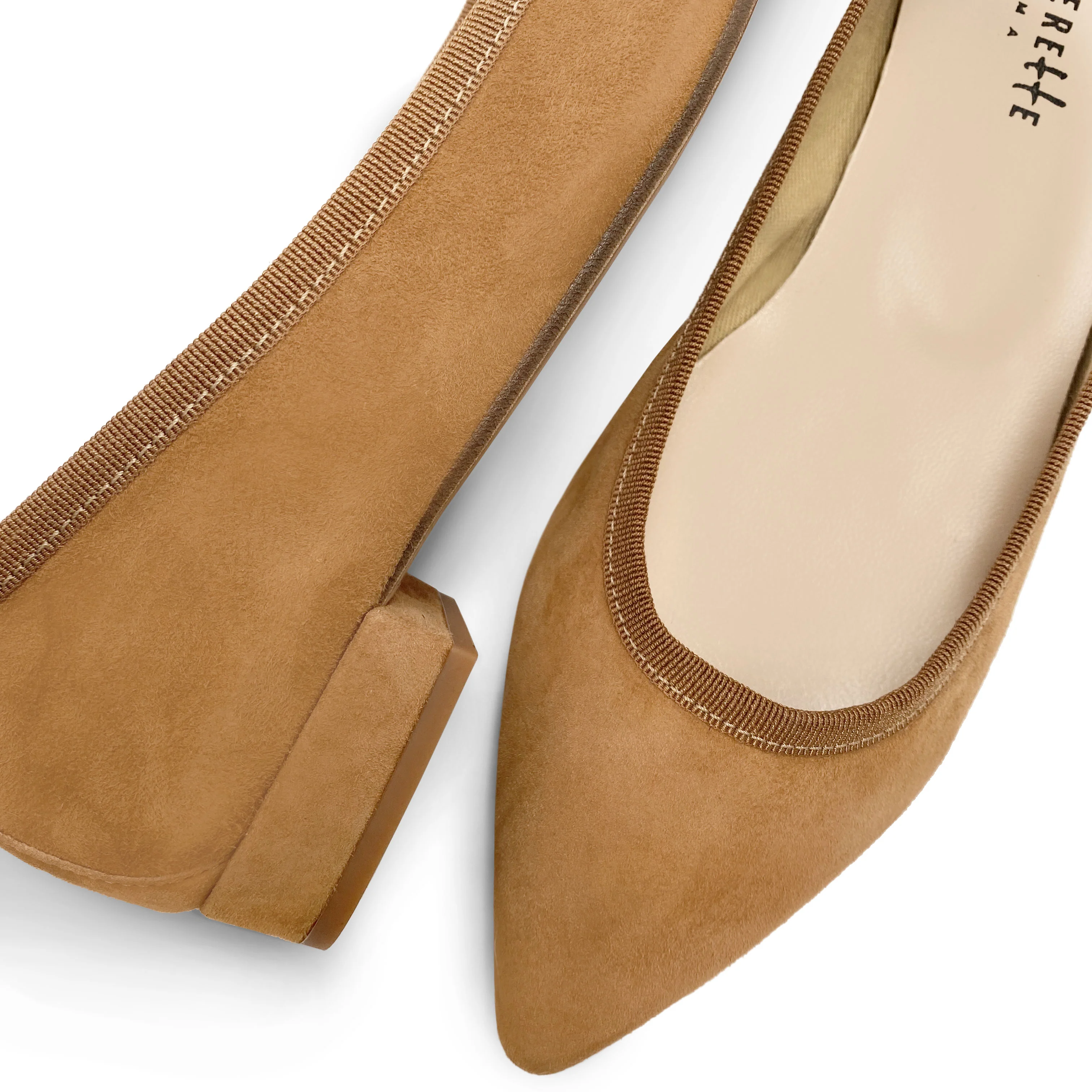 Pointed toe tan suede ballet flats - Image 3