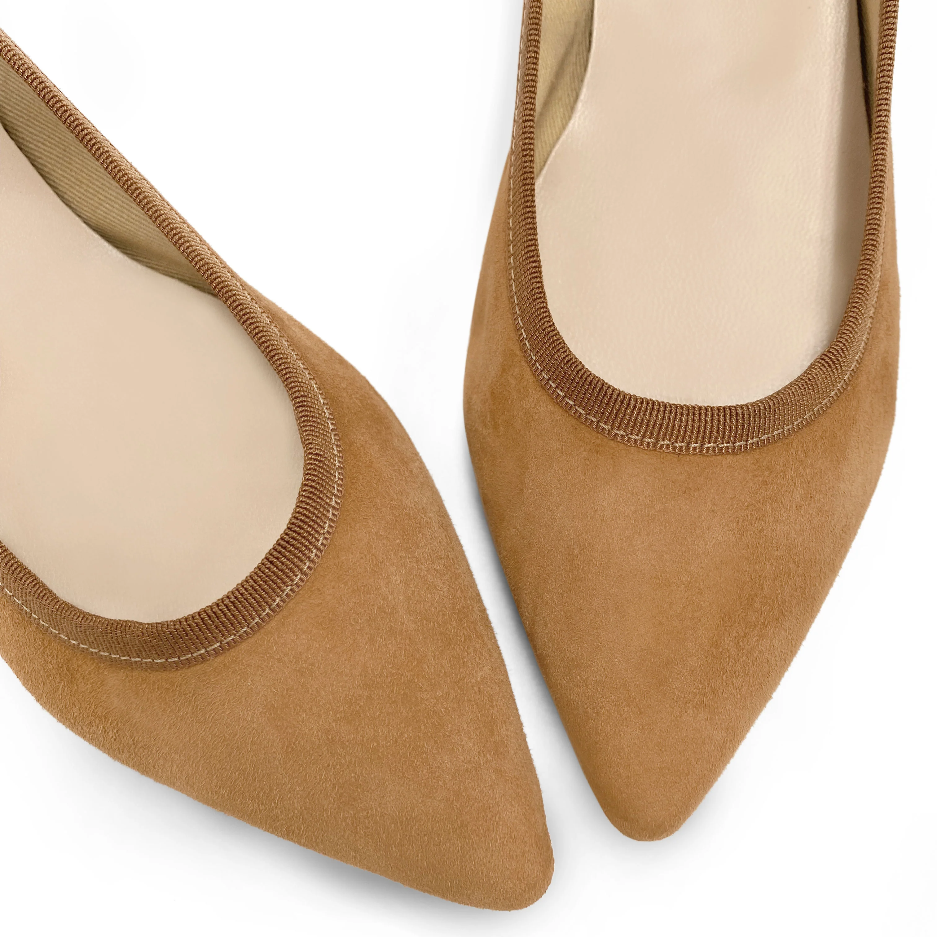 Pointed toe tan suede ballet flats - Image 4