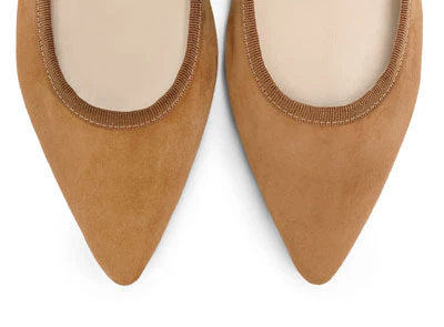 Pointed toe tan suede ballet flats - Image 5