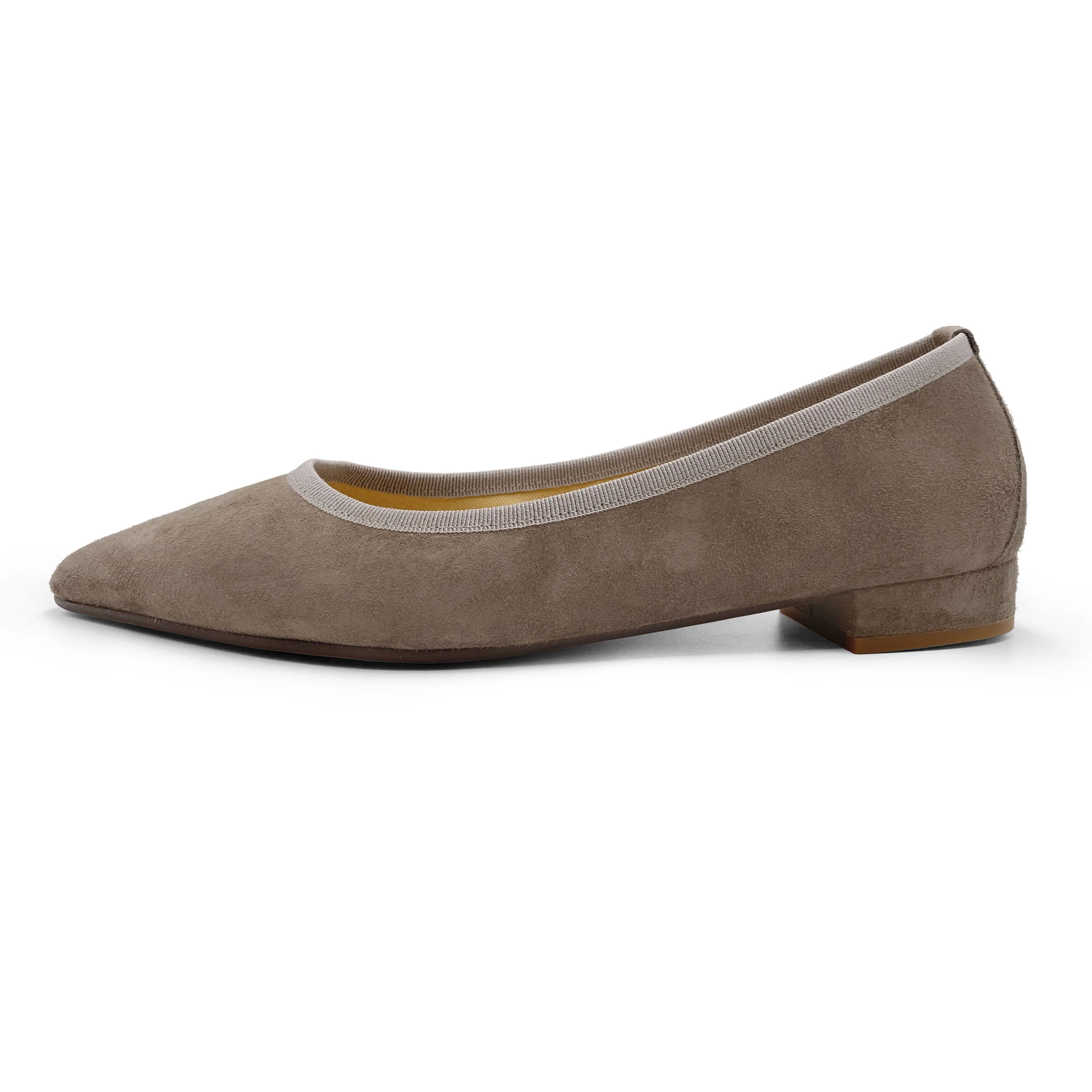 Pointed toe taupe suede ballet flats - Image 4