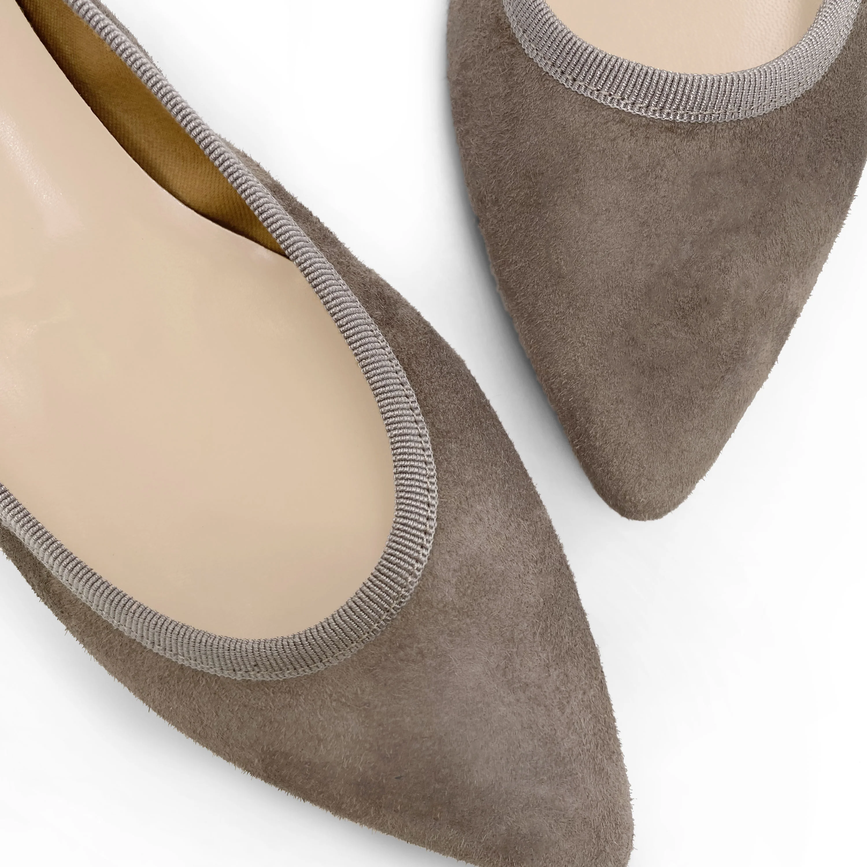 Pointed toe taupe suede ballet flats - Image 5