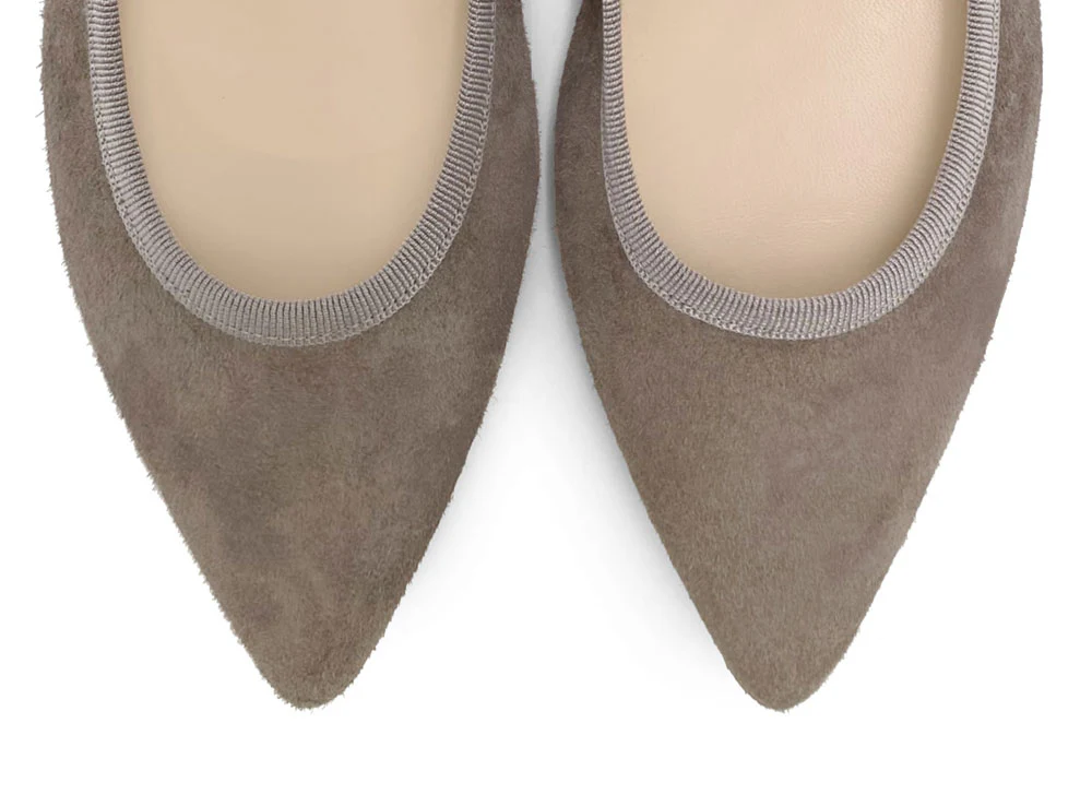 Pointed toe taupe suede ballet flats - Image 6