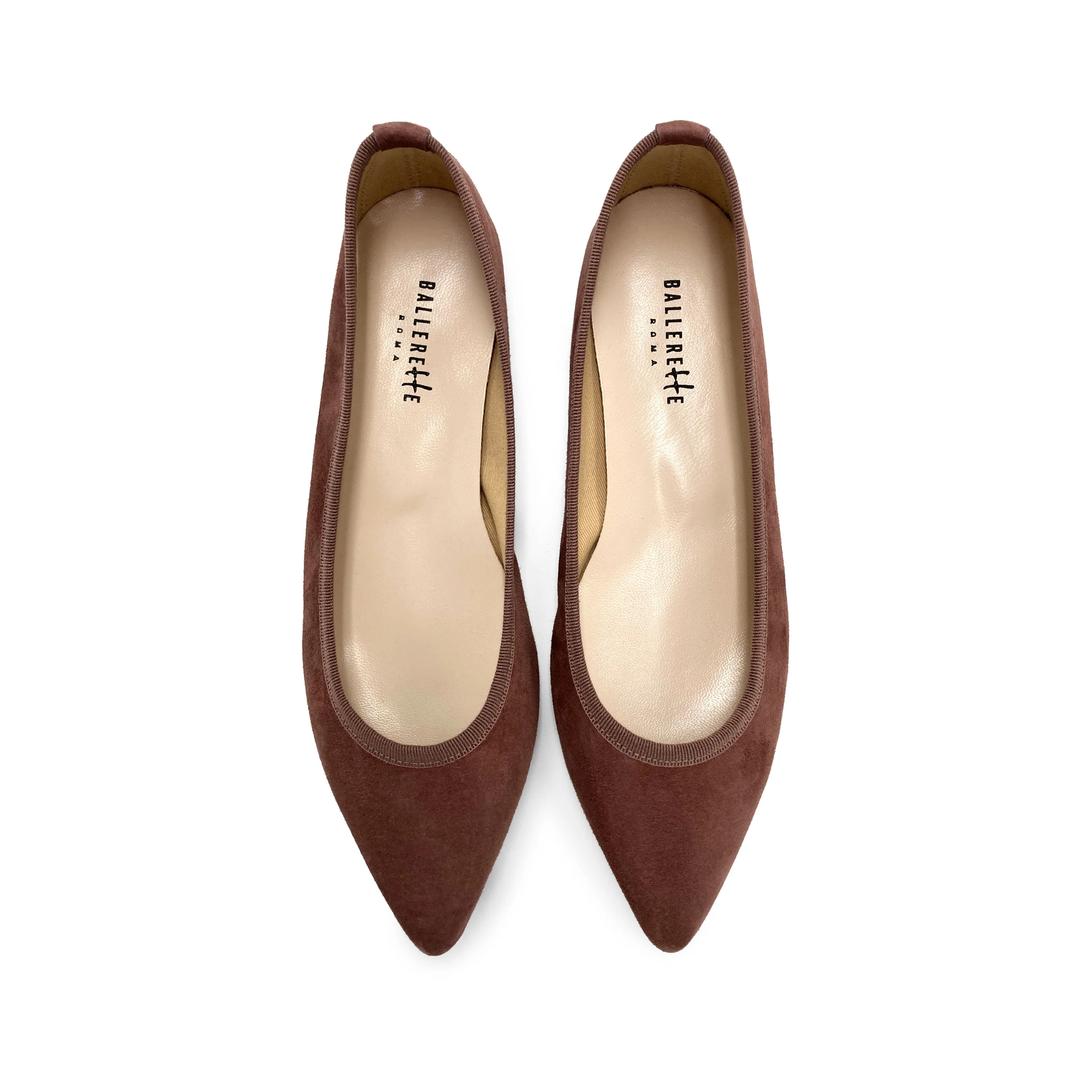 Pointed toe wine suede ballet flats - Image 2