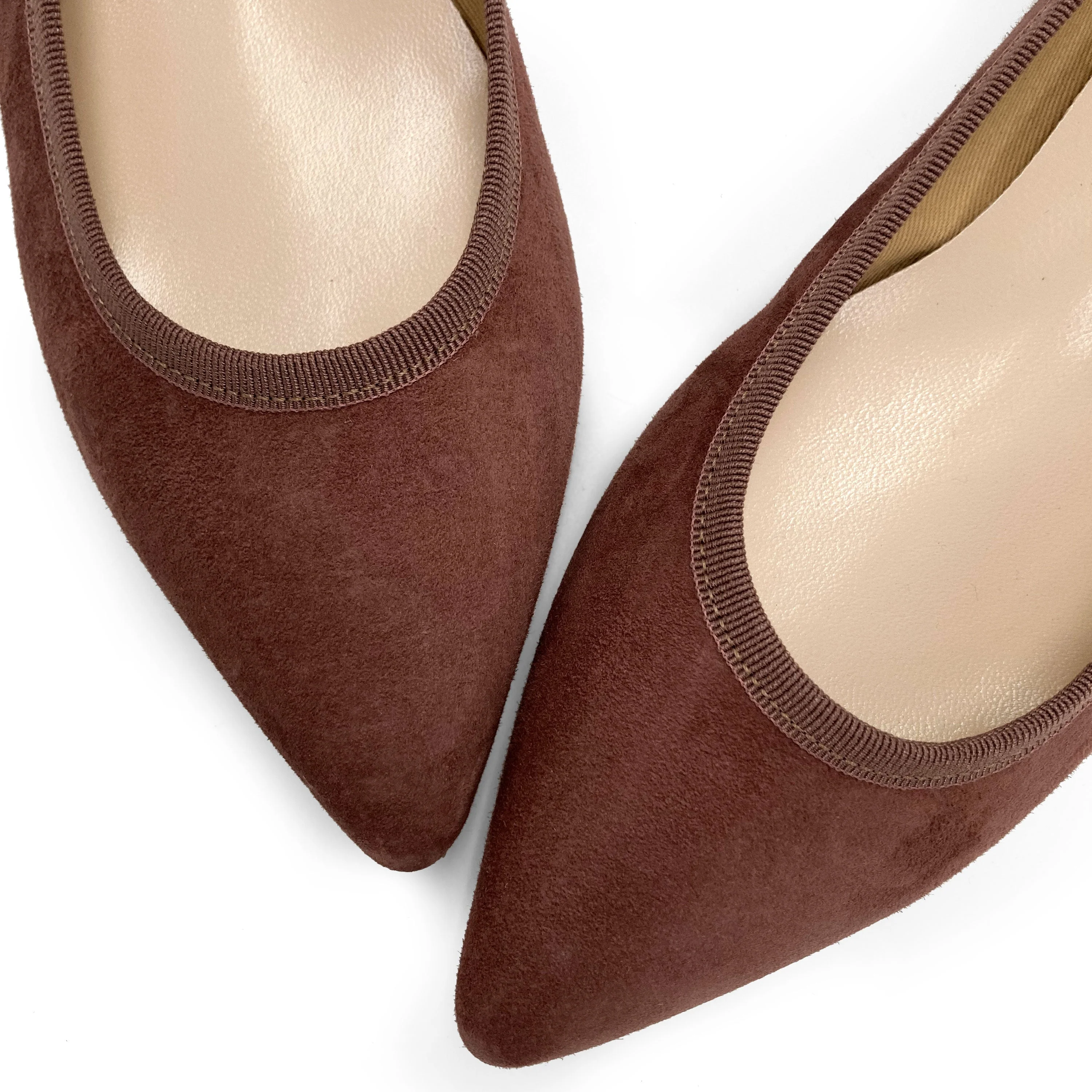 Pointed toe wine suede ballet flats - Image 3