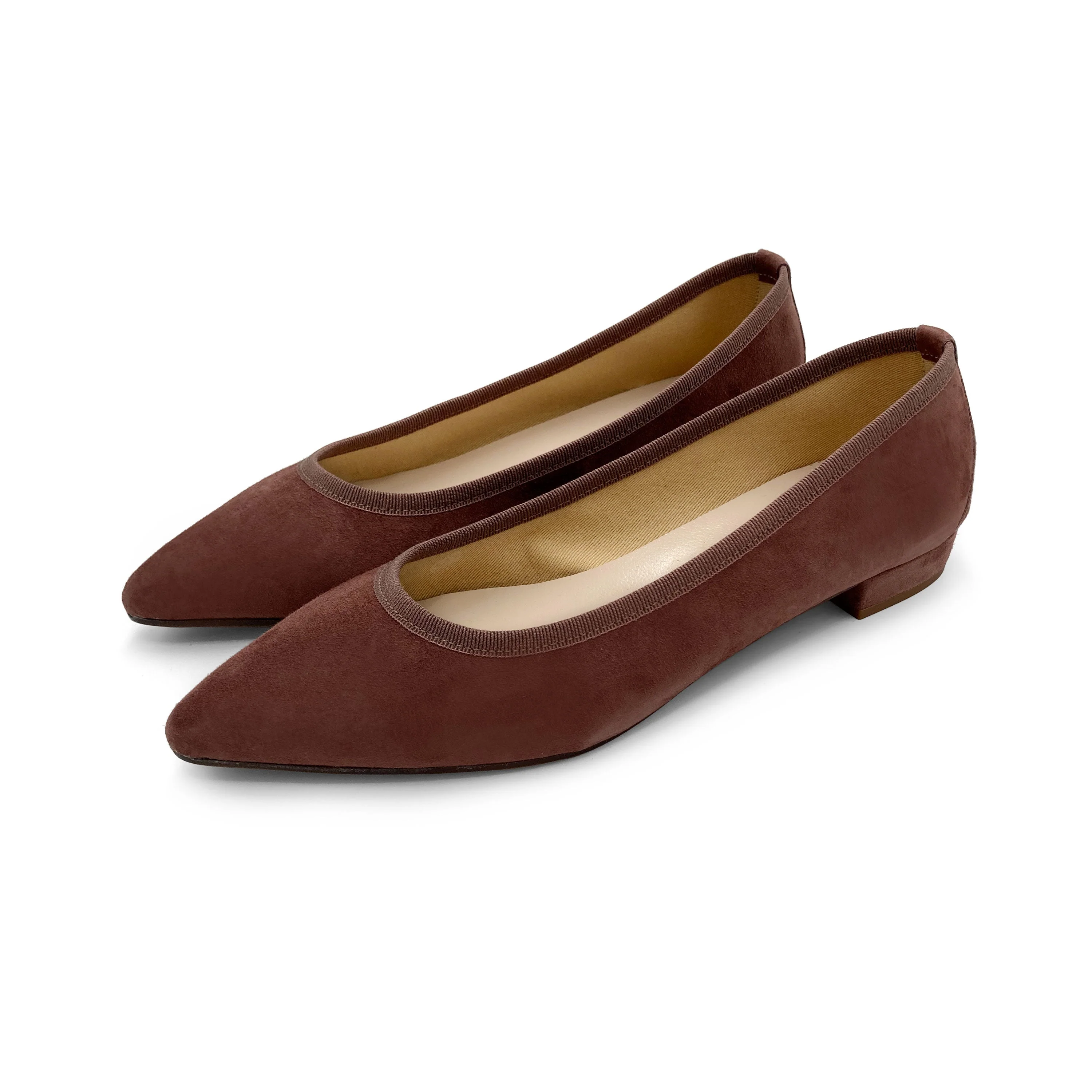 Pointed toe wine suede ballet flats - Image 4