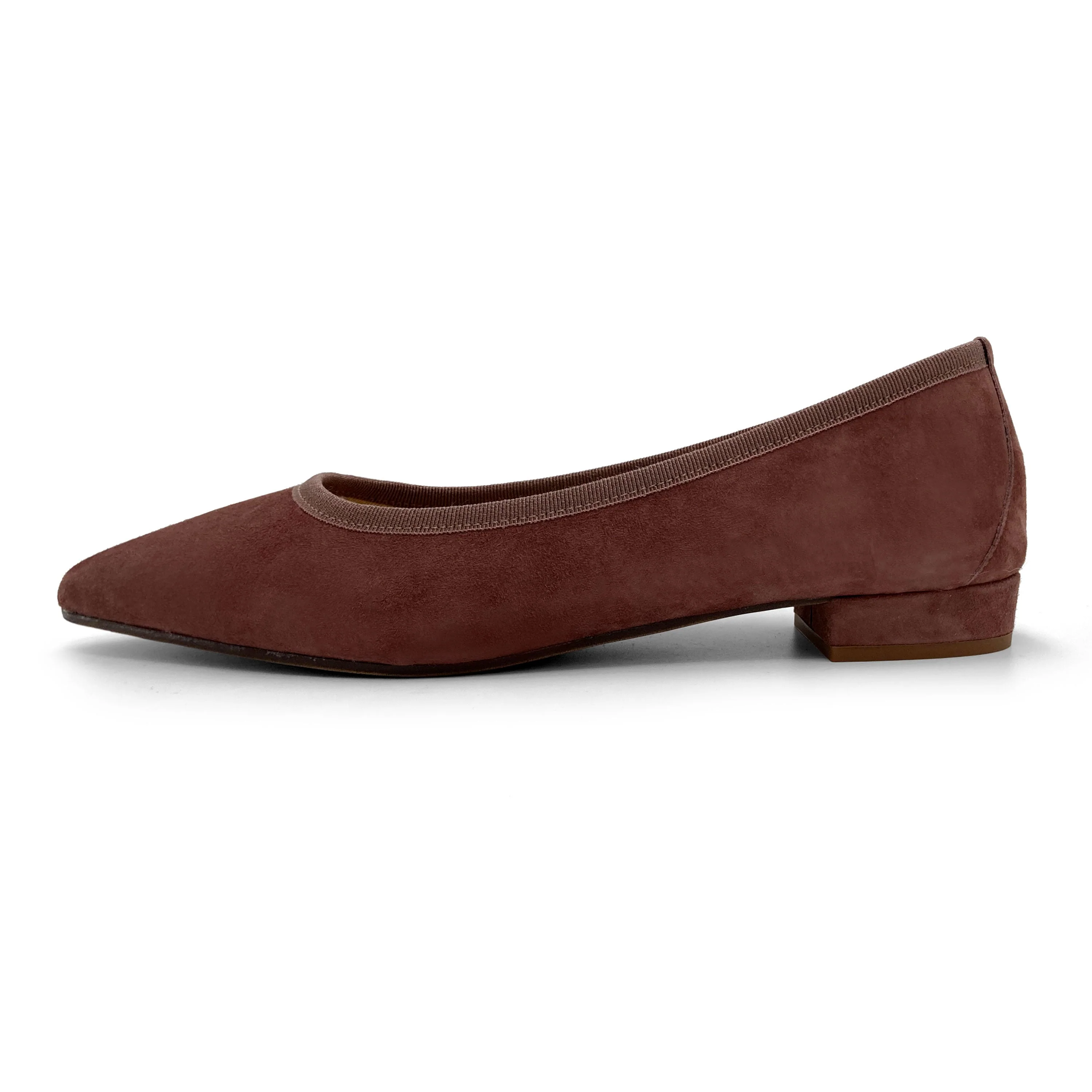 Pointed toe wine suede ballet flats - Image 5