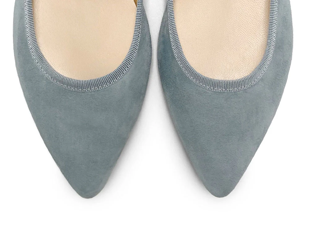 Powder Blue Suede Pointed toe Ballet Flats - Image 6