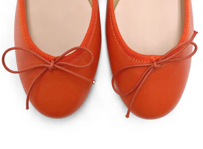 Pumpkin orange leather ballet flats - Image 5