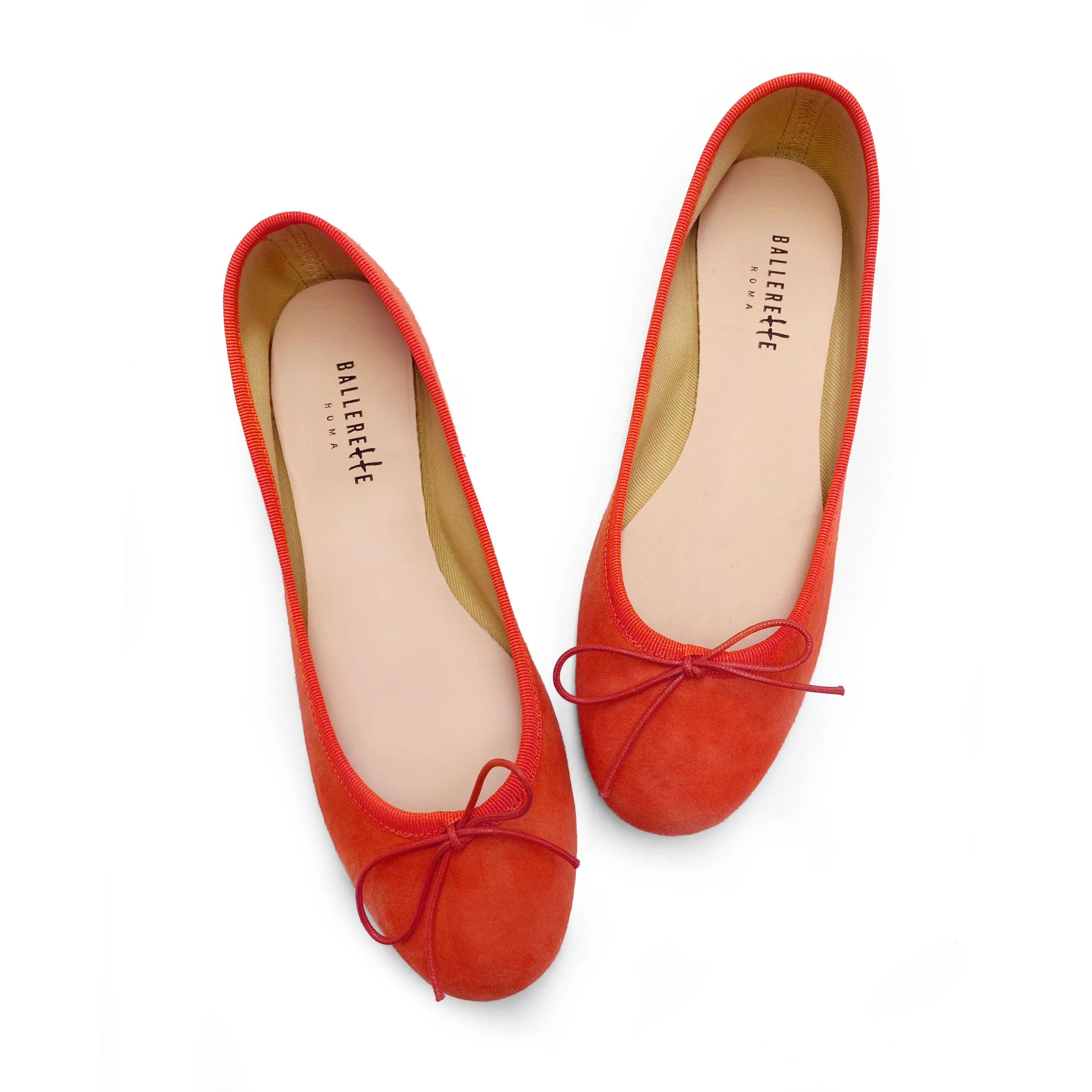 Pumpkin orange suede ballet flats - Image 2
