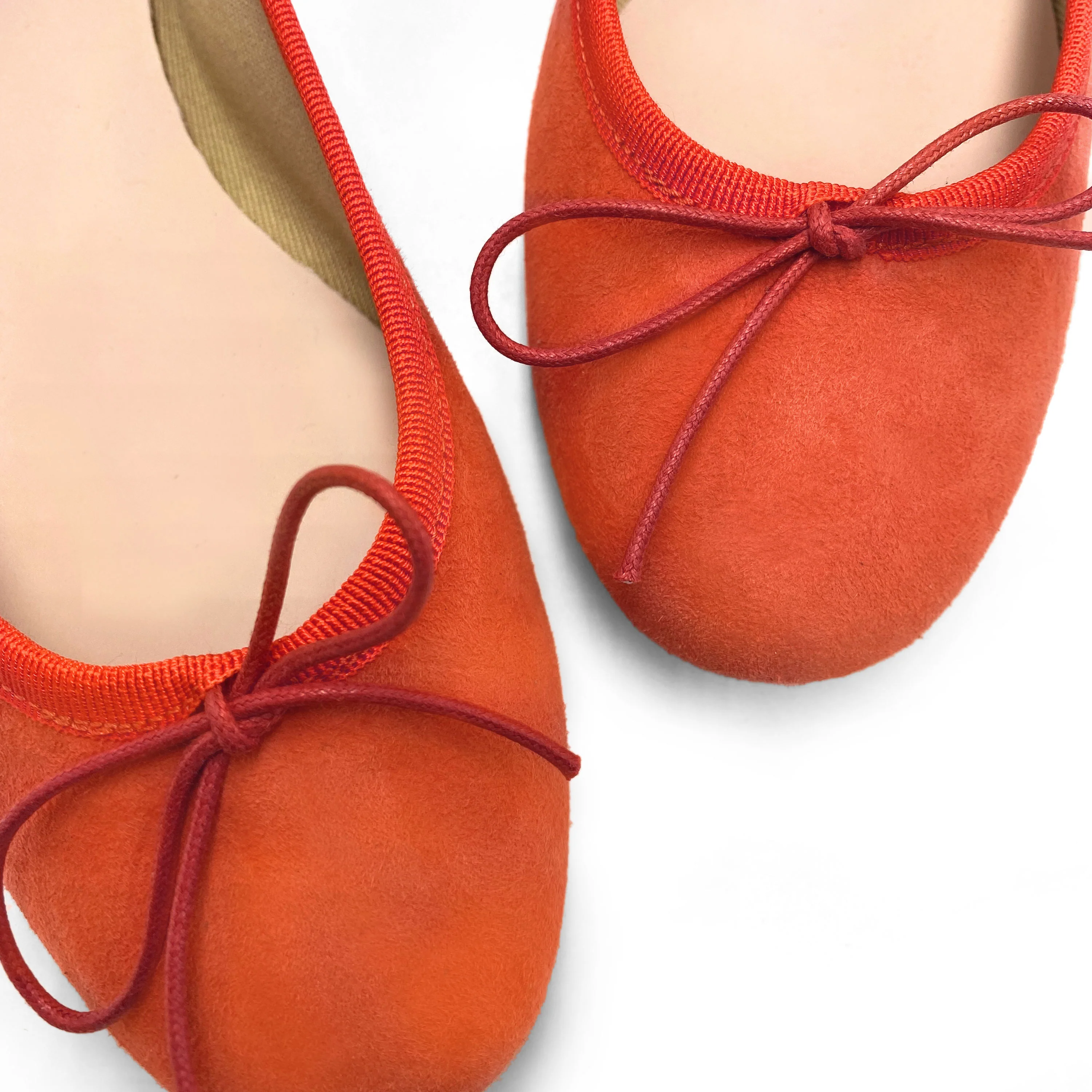Pumpkin orange suede ballet flats - Image 3
