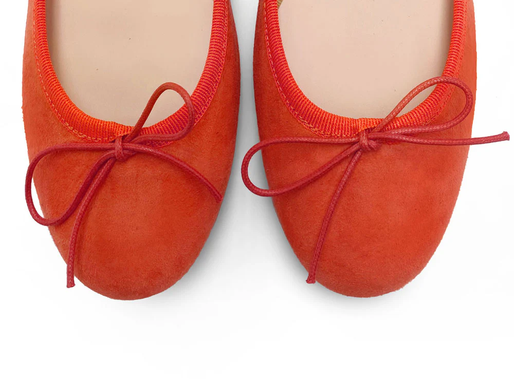 Pumpkin orange suede ballet flats - Image 5