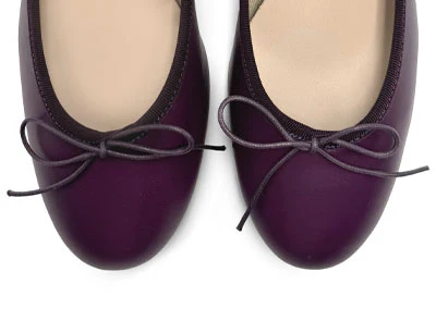 Purple leather ballet flats with heel - Image 5