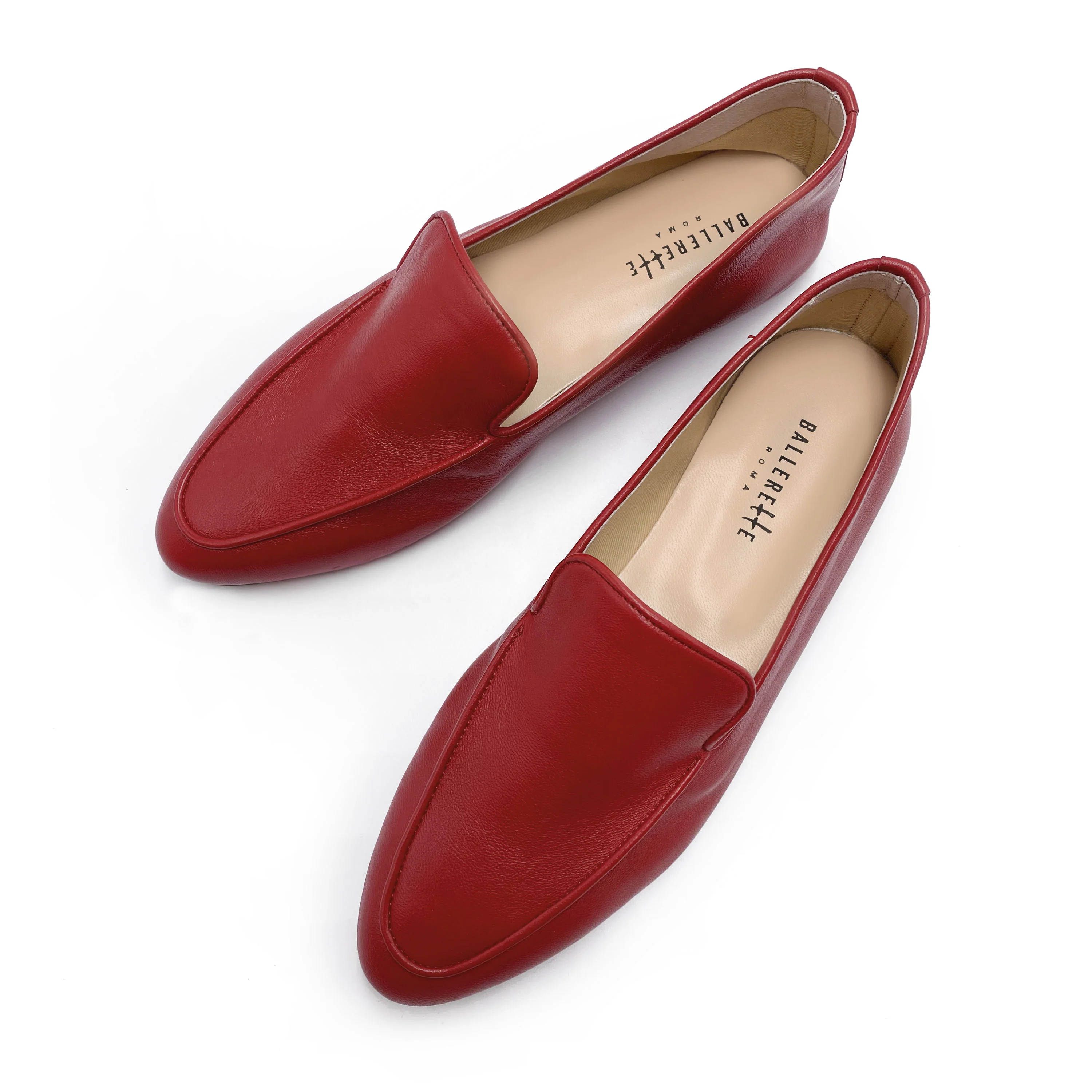 Red leather women's moccasins - Image 2