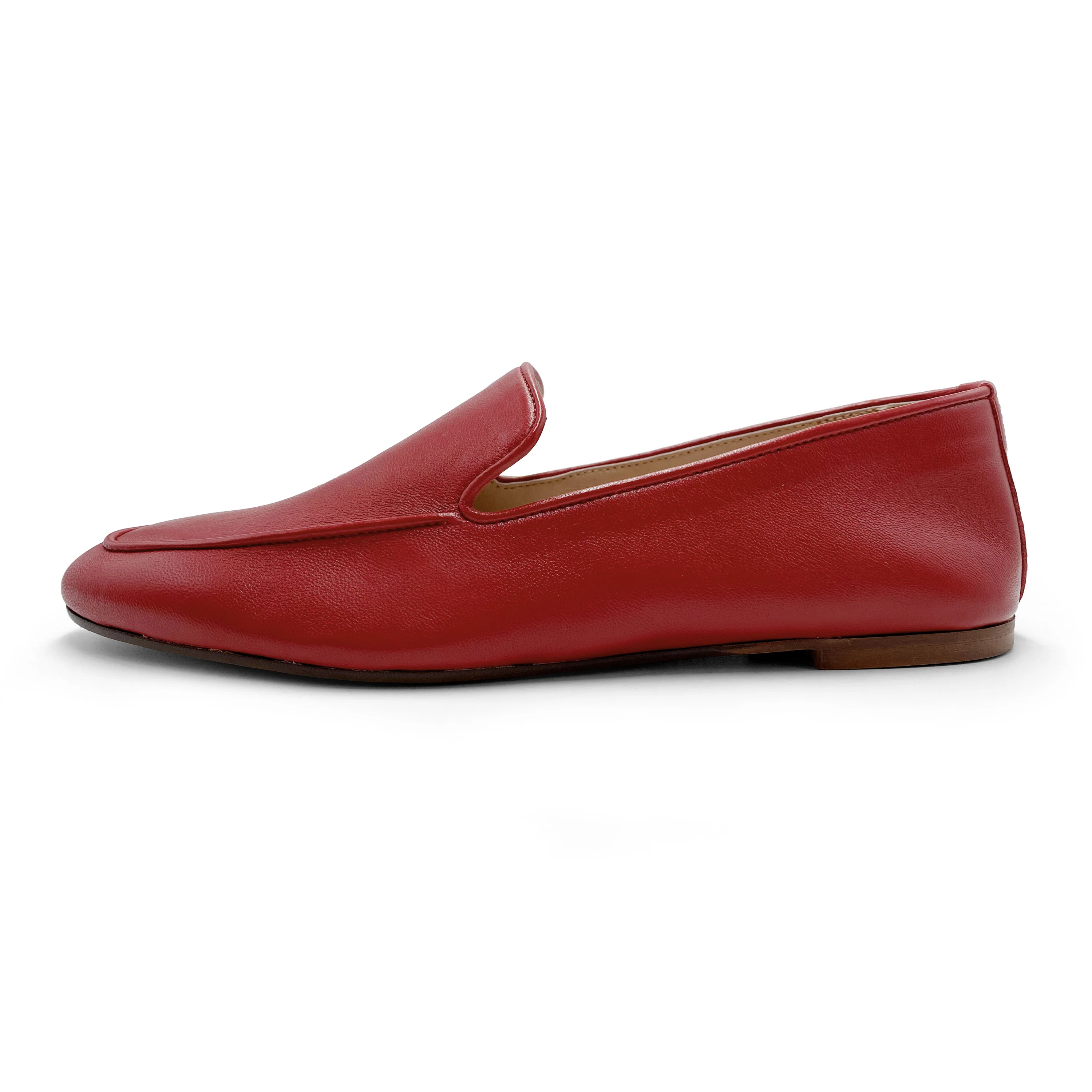 Red leather women's moccasins - Image 4