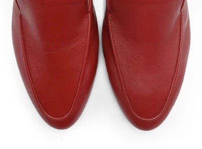 Red leather women's moccasins - Image 5
