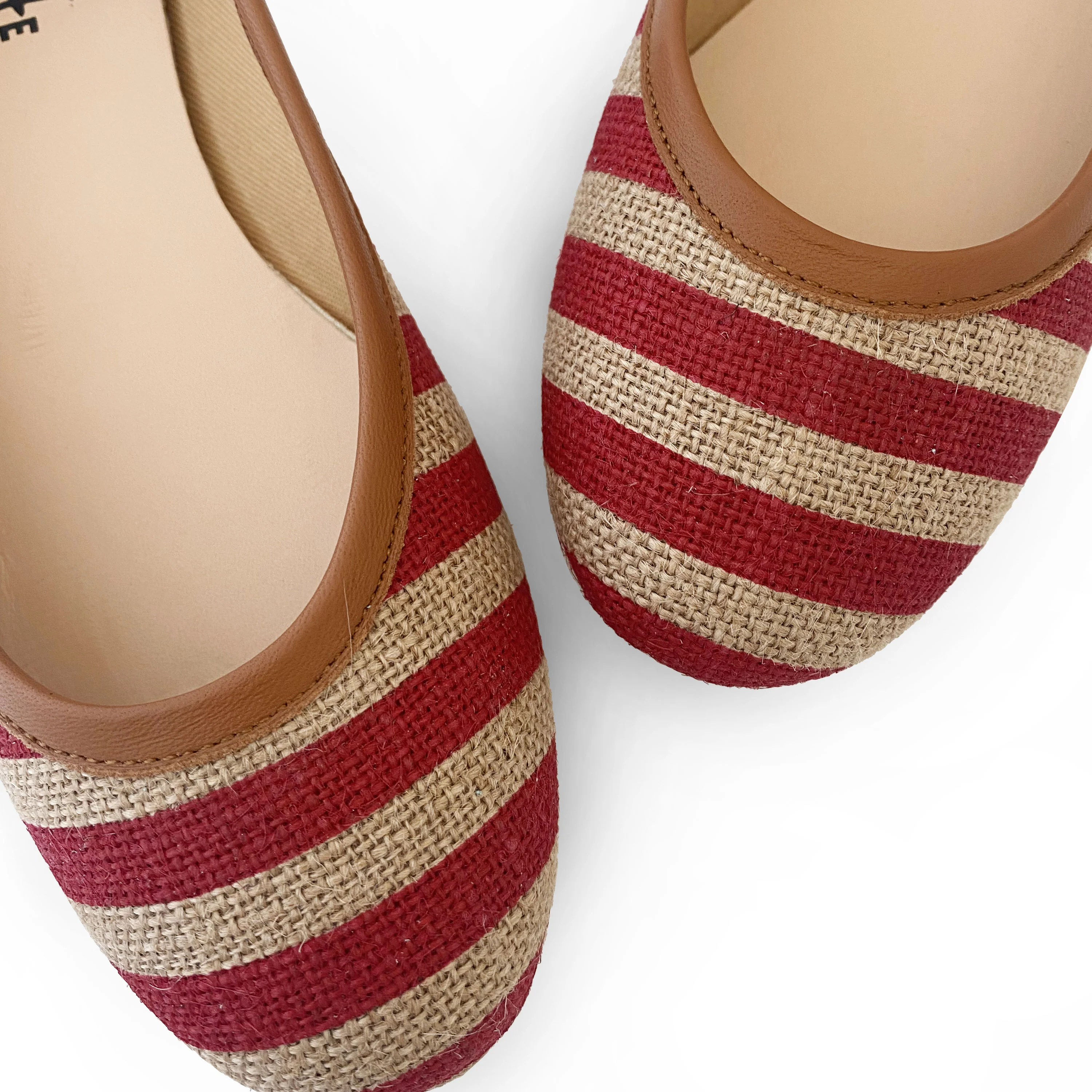Red striped jute ballet flats - Image 3