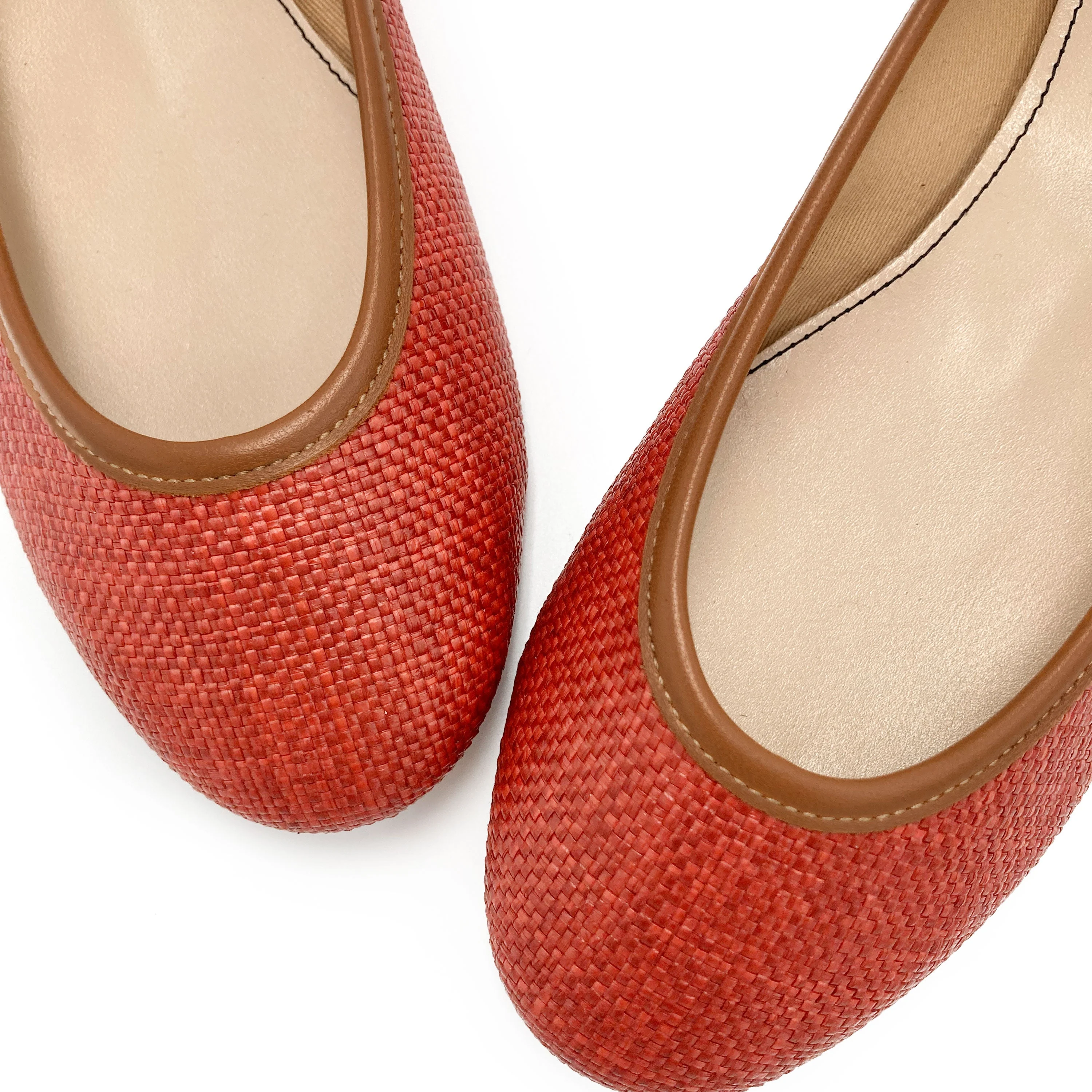 Red summer raffia ballet flats - Image 3