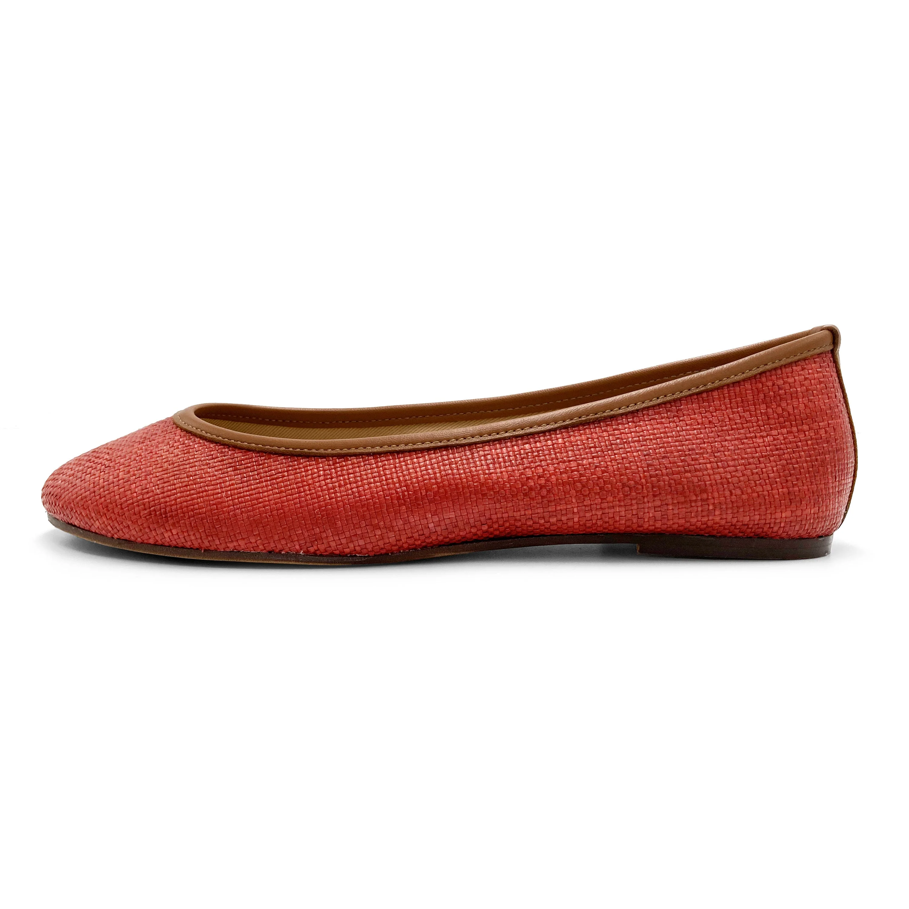 Red summer raffia ballet flats - Image 4
