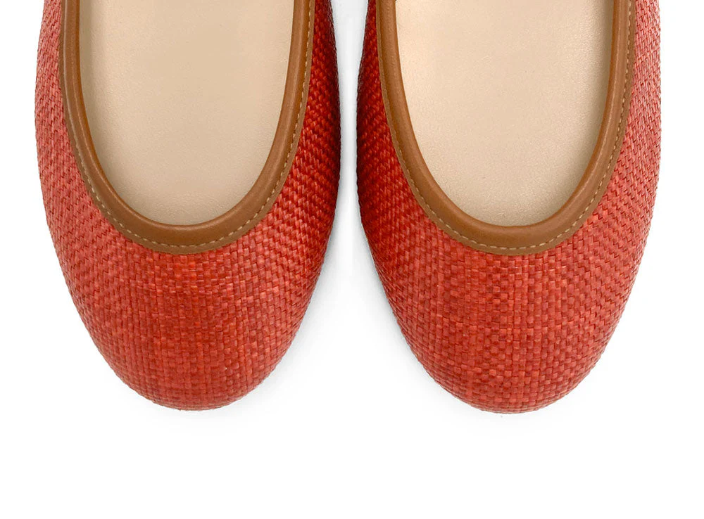 Red summer raffia ballet flats - Image 5
