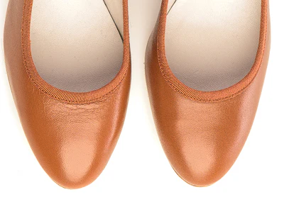 Rum leather pump ballet flats with high heel - Image 5
