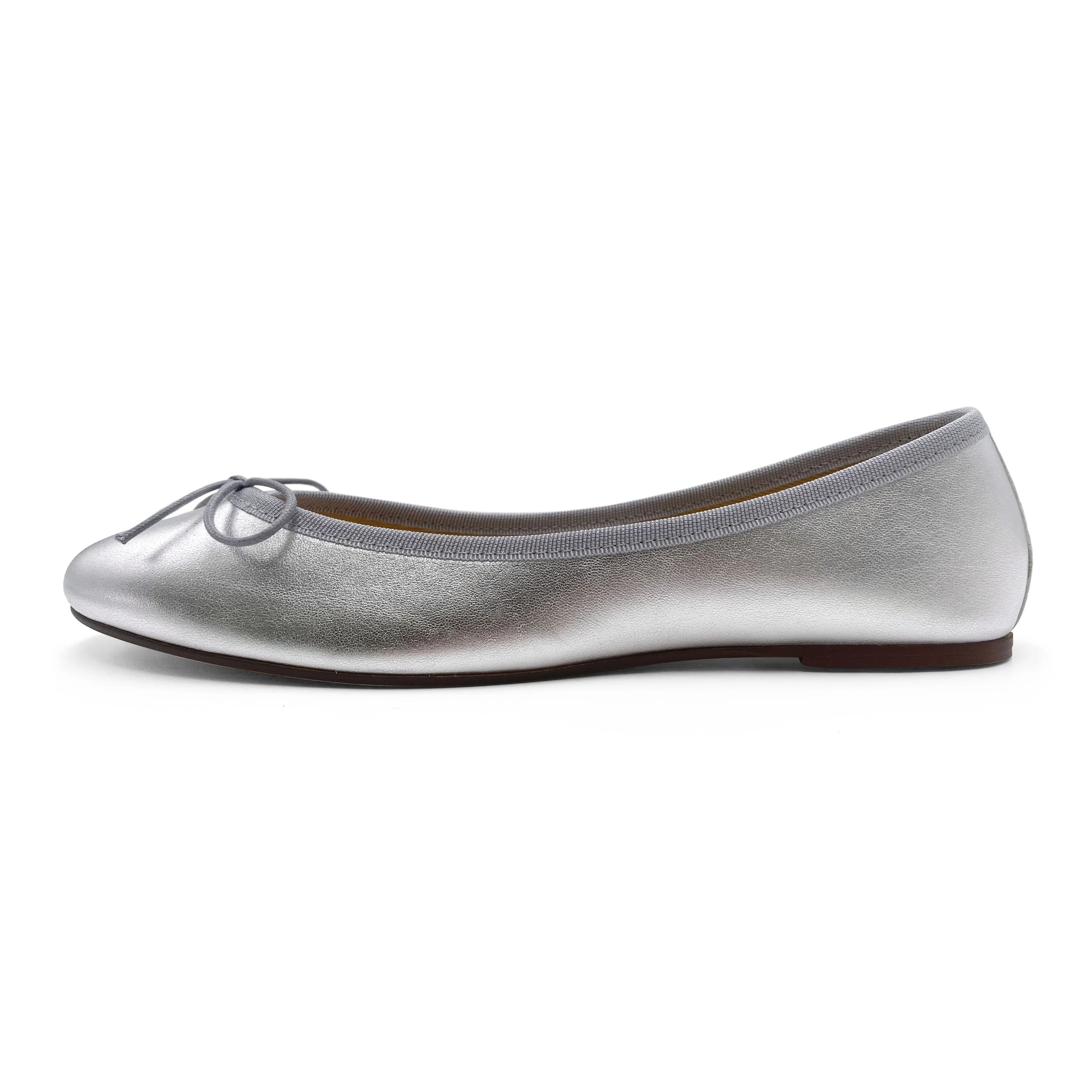 Silver metallic leather ballet flats - Image 4