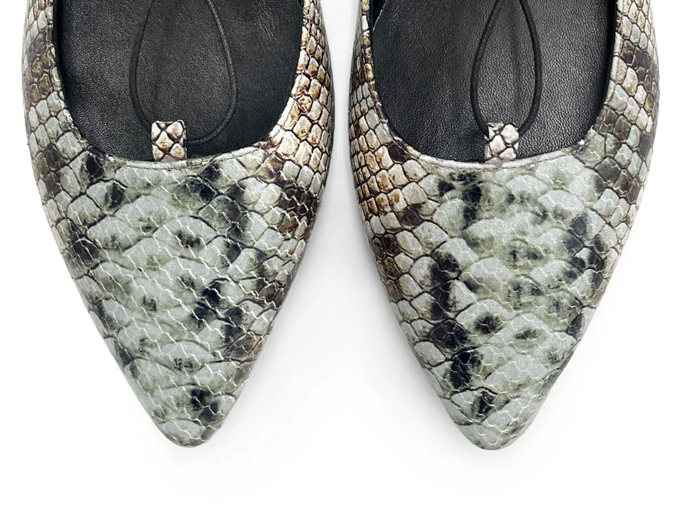 Snake print lace-up pointed ballet flats - Image 7