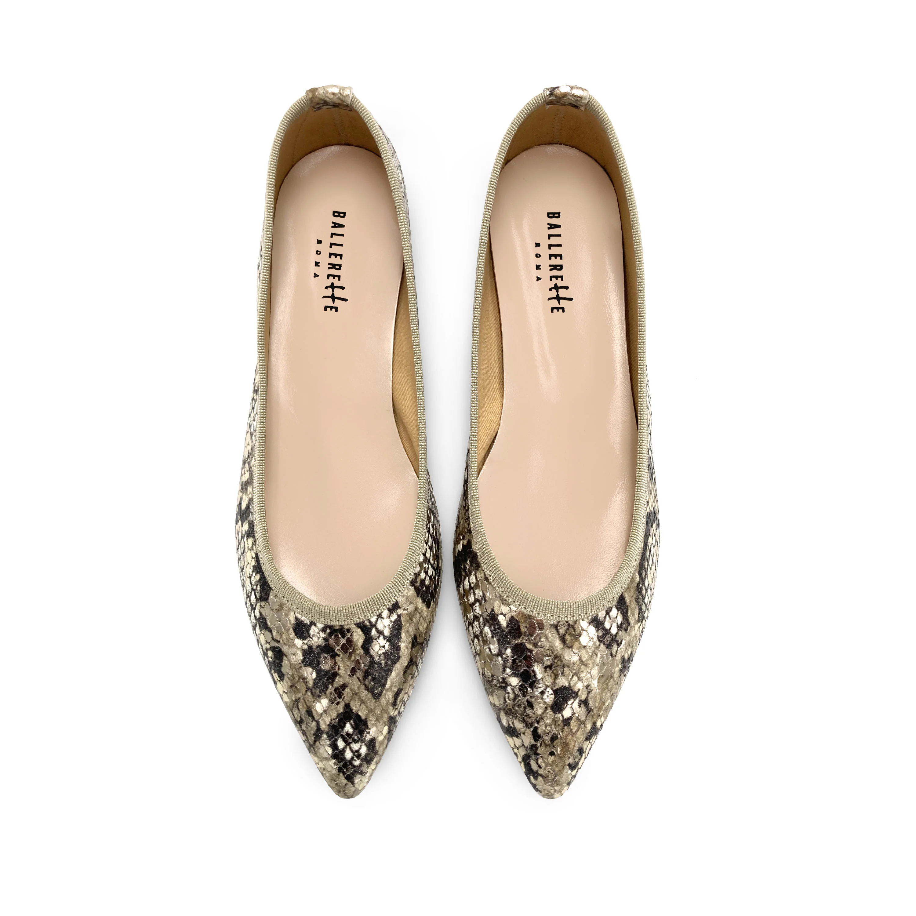 Snake print leather pointed toe ballet flats - Image 2