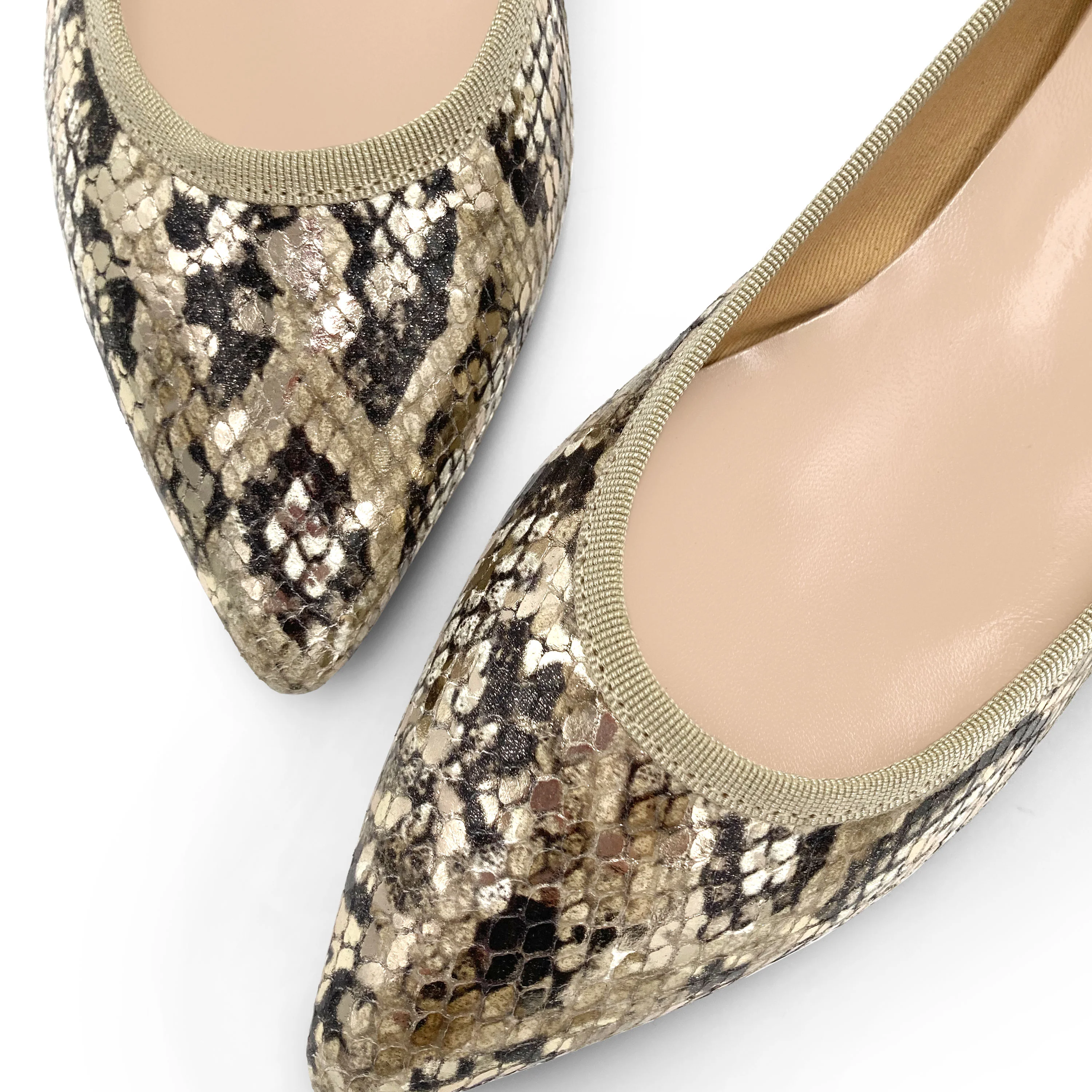 Snake print leather pointed toe ballet flats - Image 5