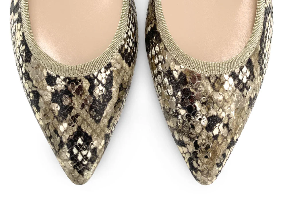 Snake print leather pointed toe ballet flats - Image 6