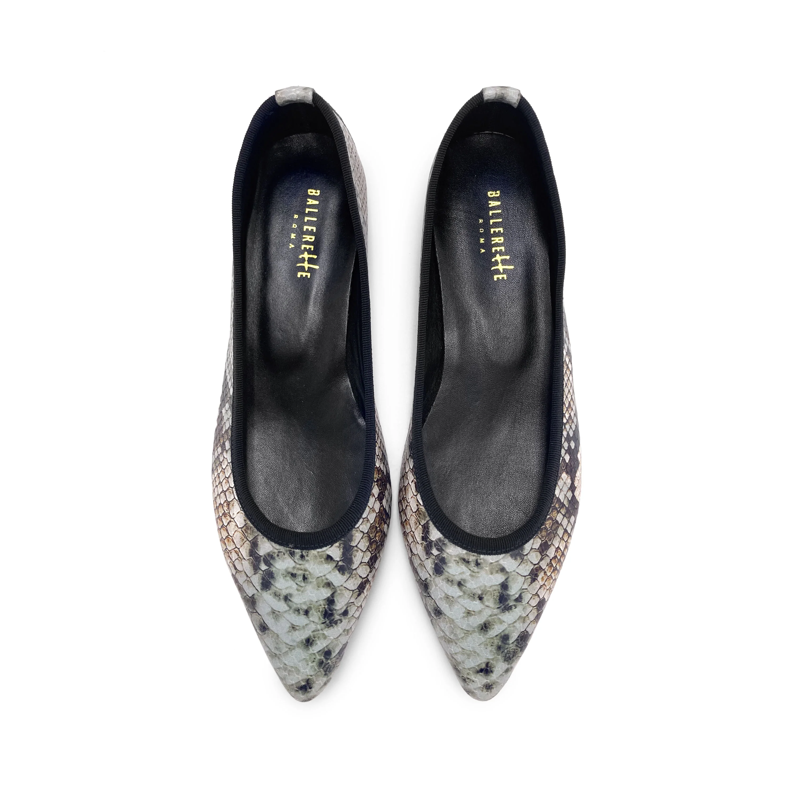 Snake print leather pointed toe ballet flats - Image 2
