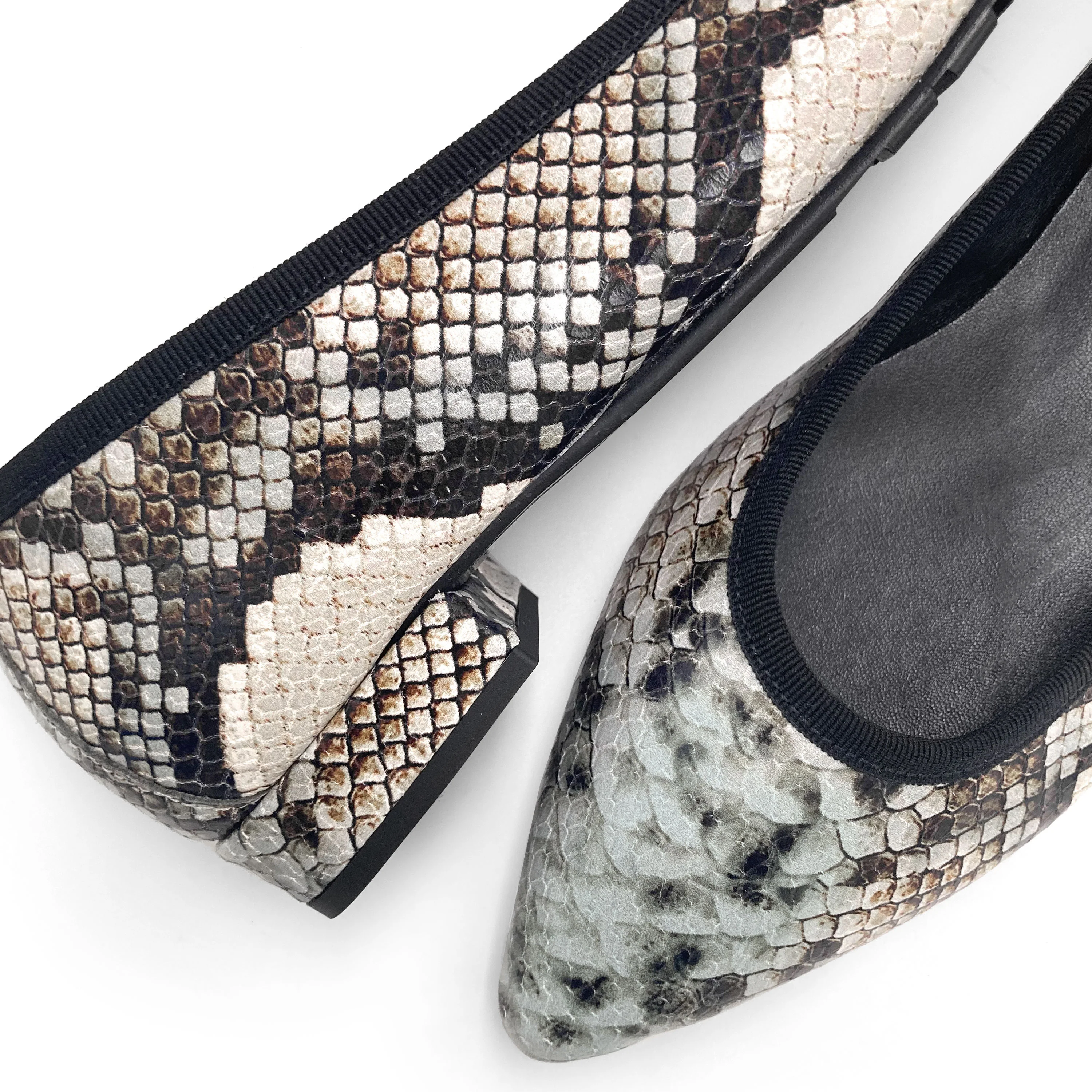 Snake print leather pointed toe ballet flats - Image 3