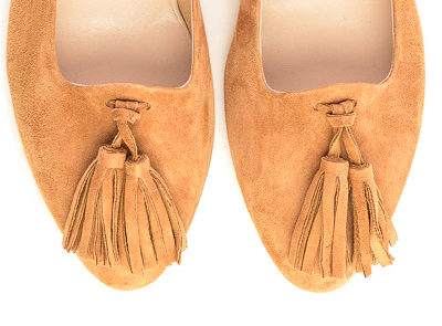 Tan suede moccasins with tassels - Image 5