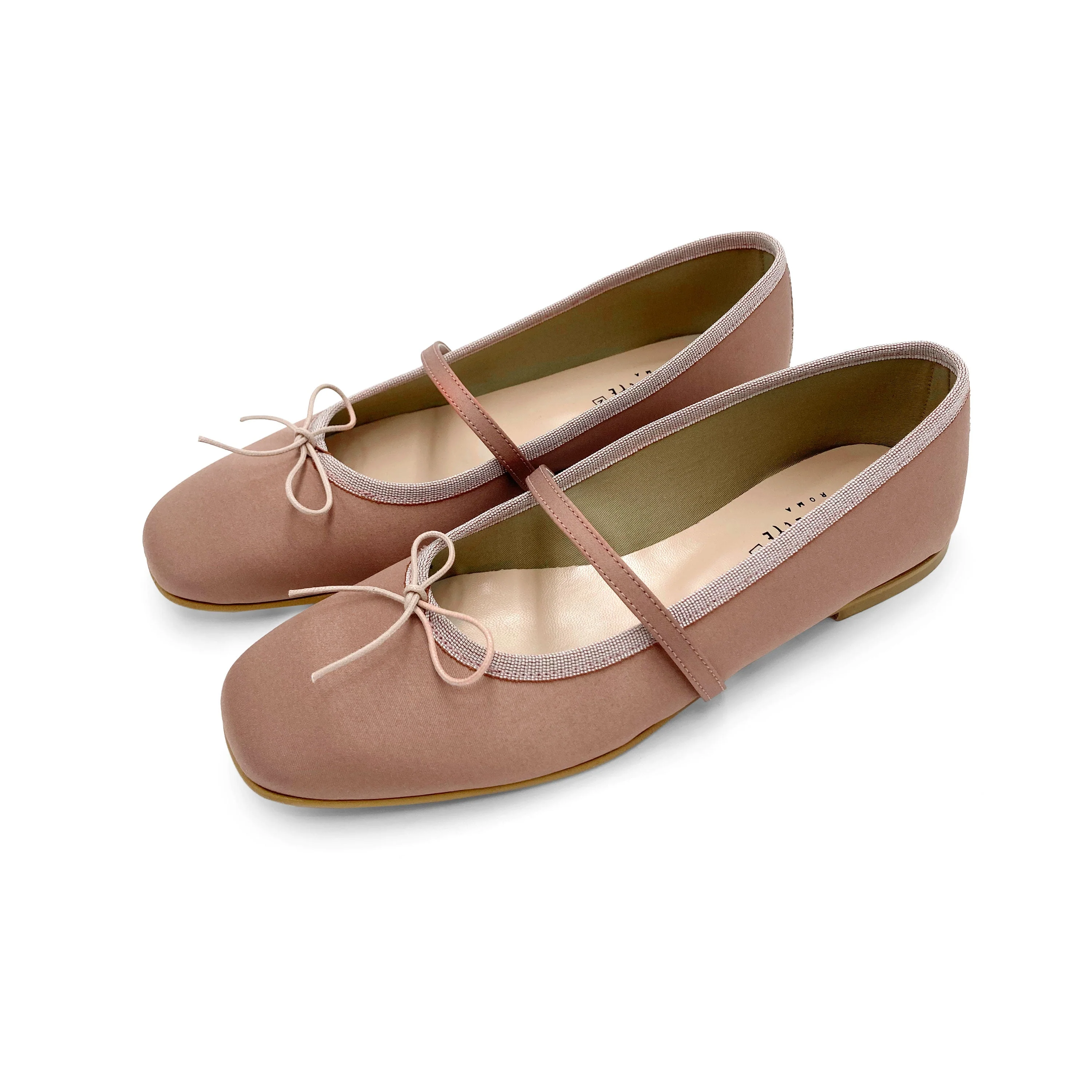 TT Go Green collection antique pink satin Mary Jane ballet flats in eco fabric - Image 5