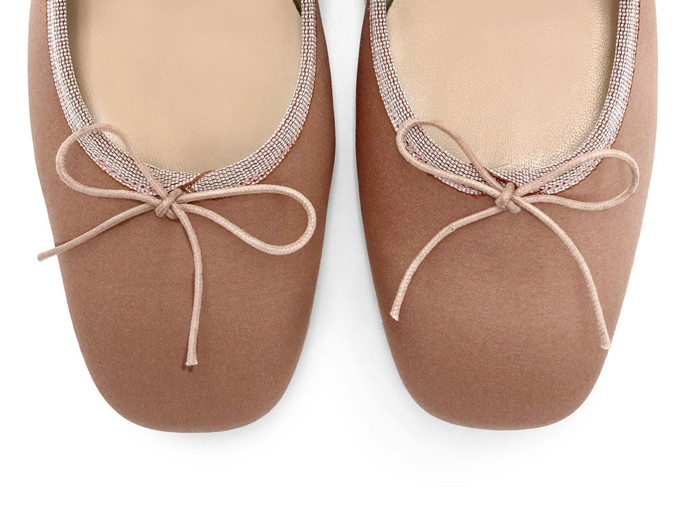 TT Go Green collection antique pink satin Mary Jane ballet flats in eco fabric - Image 6