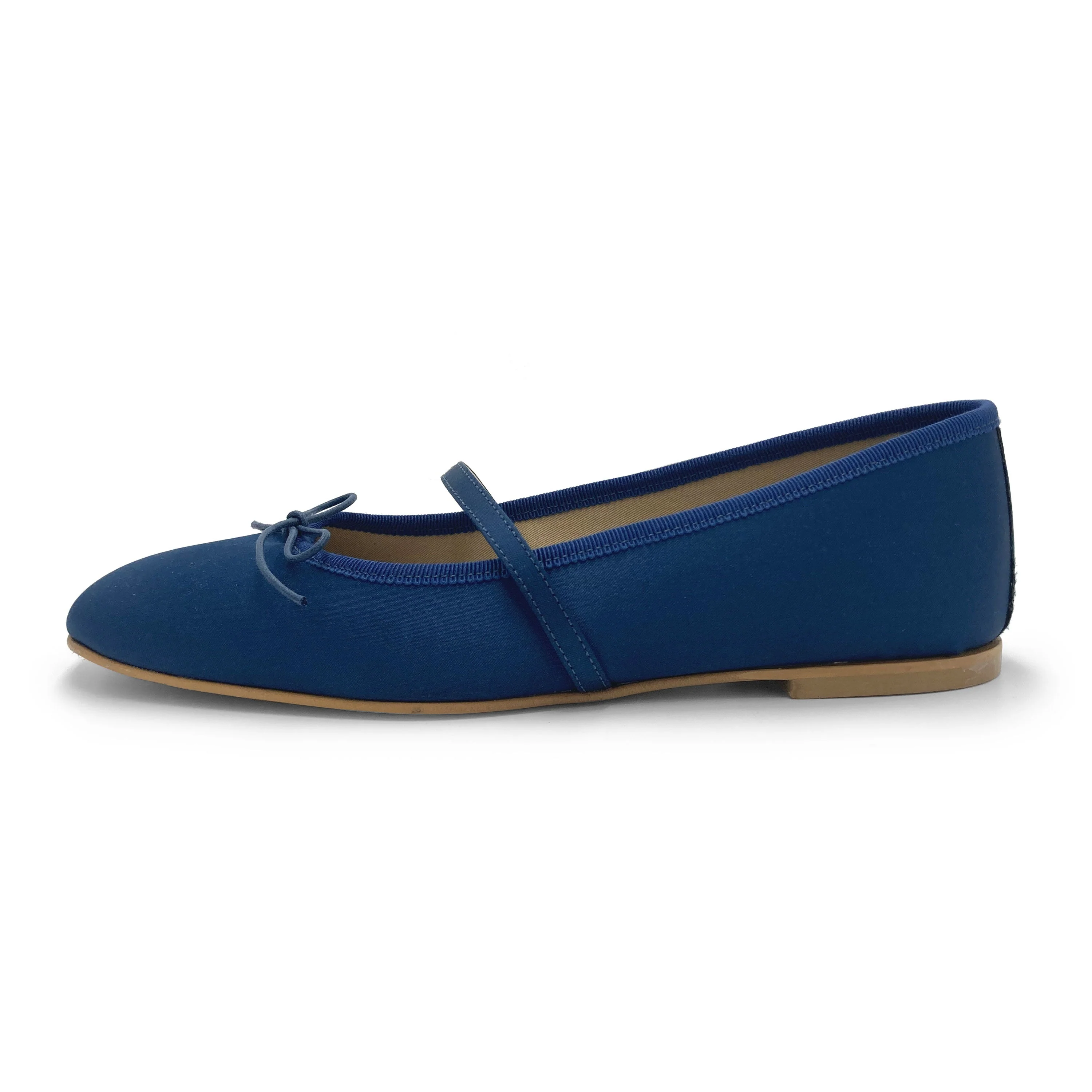 TT Go Green collection blue satin Mary Jane ballet flats in eco fabric - Image 4